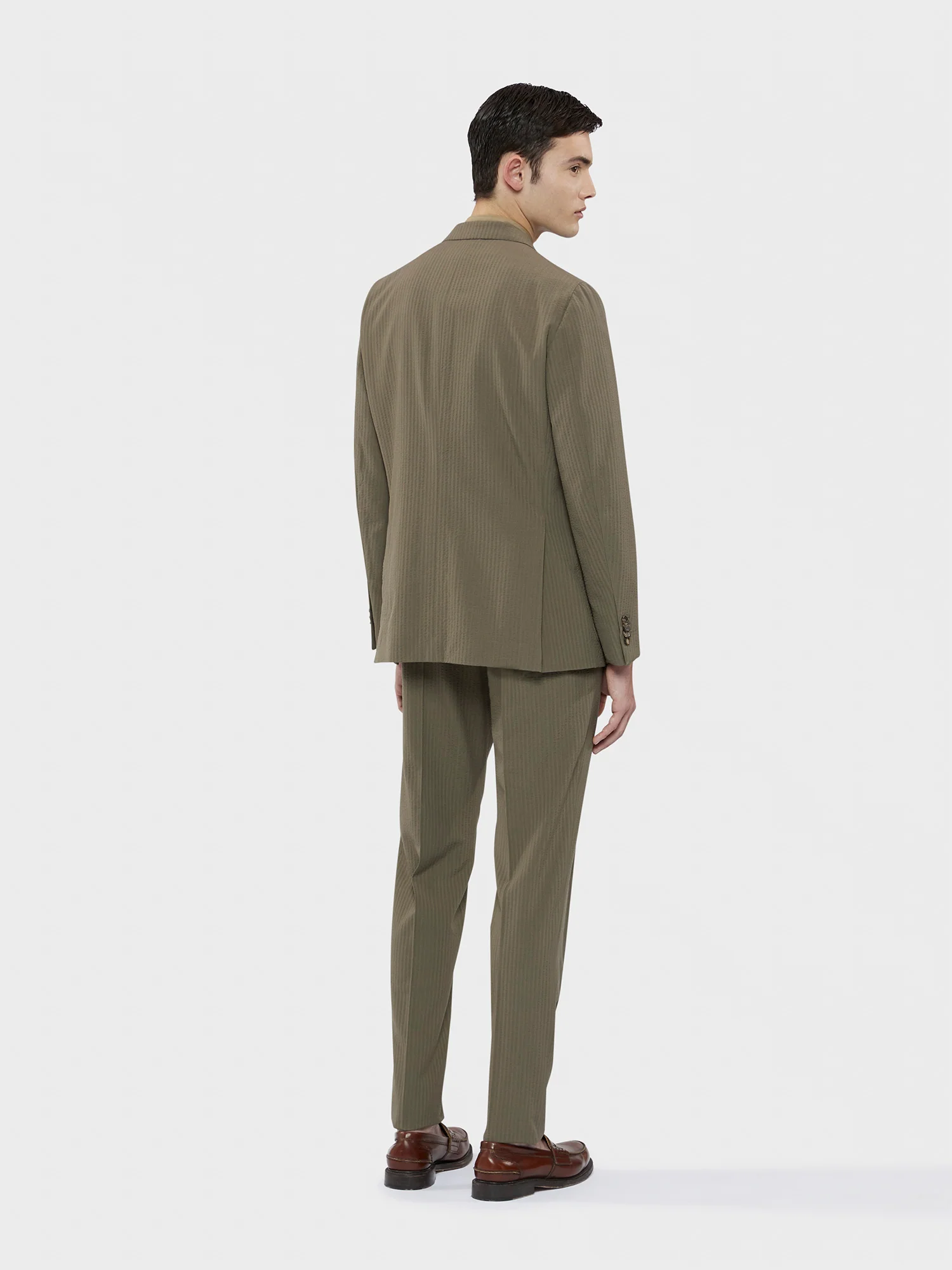 Abito Aida in Seersucker di lana verde militare - Image 3