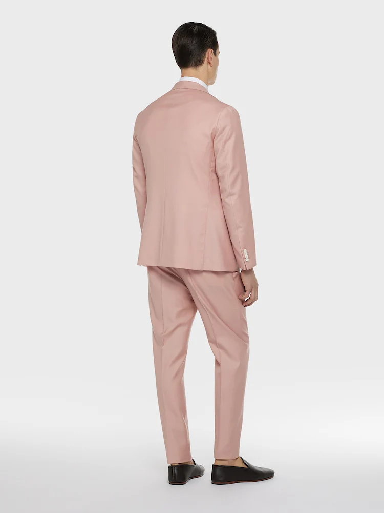 Abito aida in twill di lana rosa - Image 3