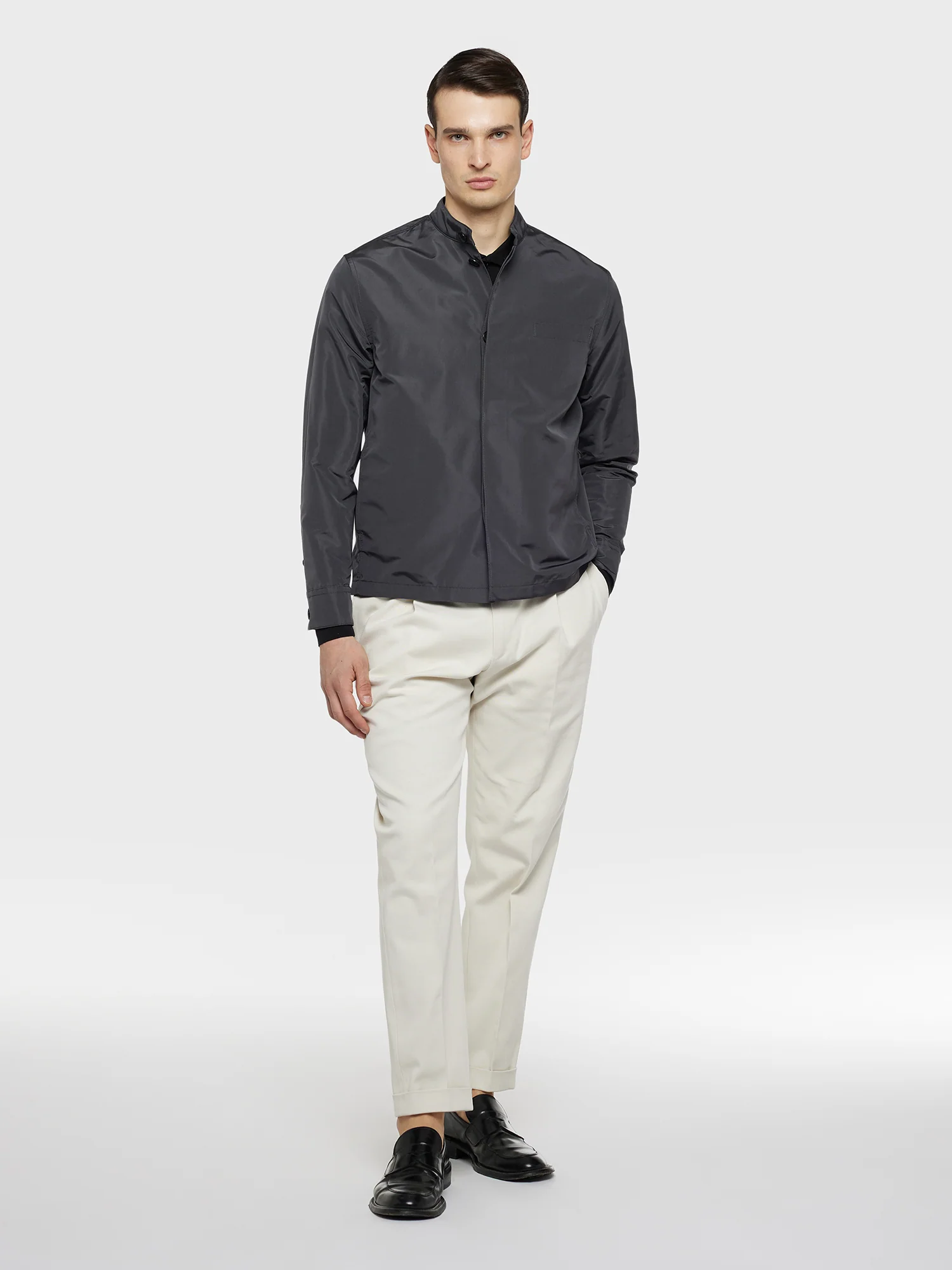 Blouson in seta grigia - Image 3