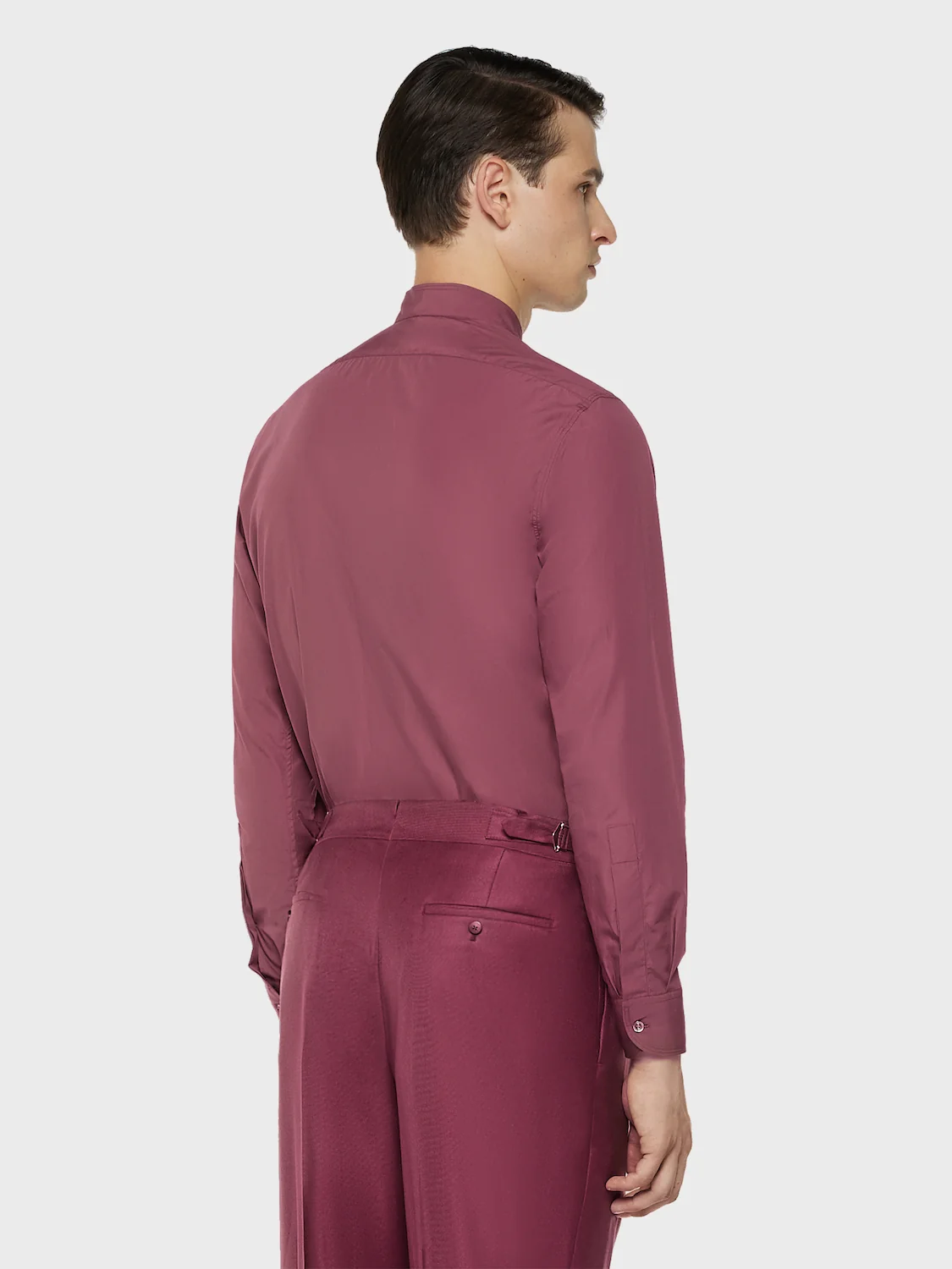 Camicia coreana in cotone bordeaux - Image 4