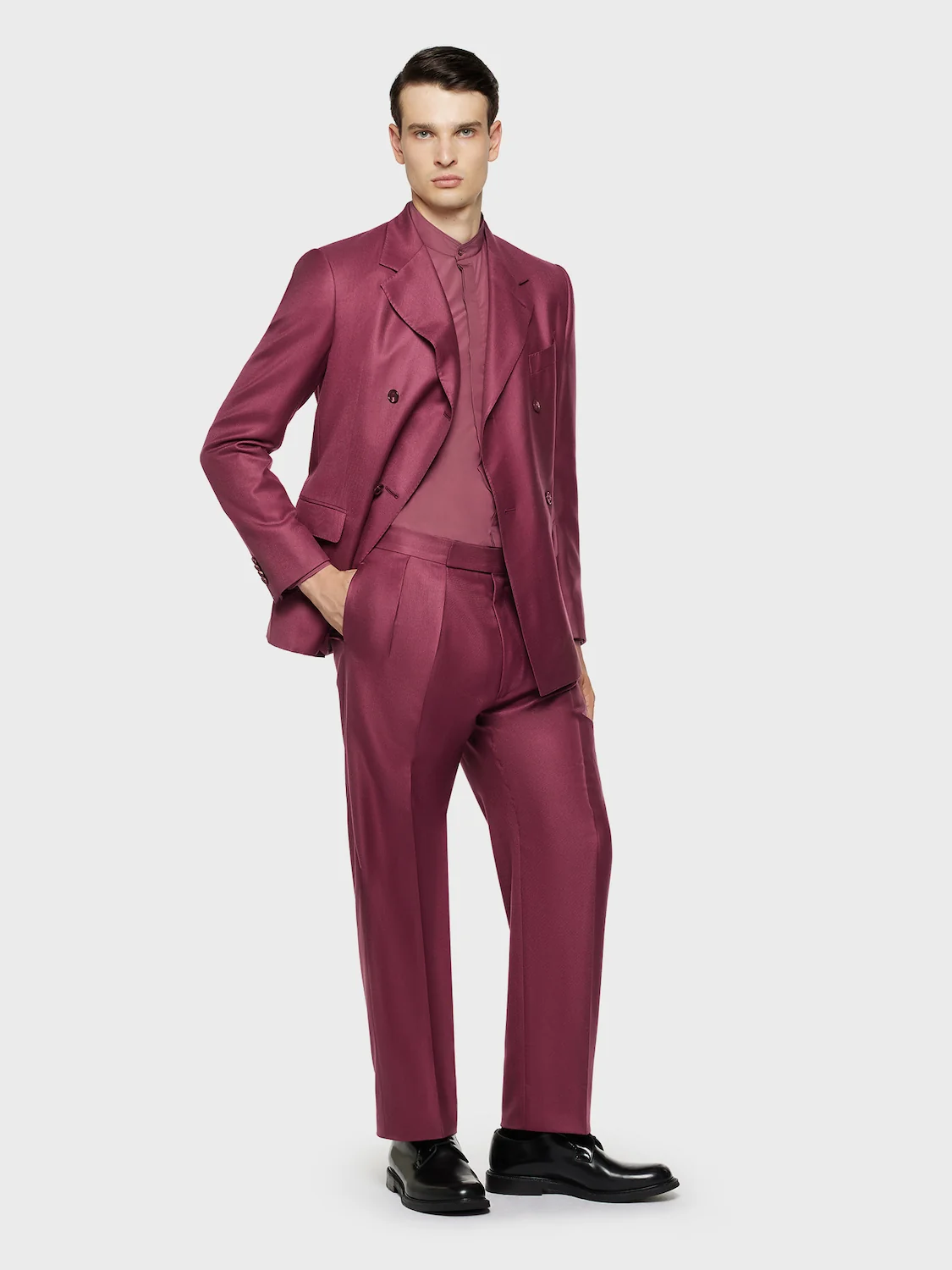Camicia coreana in cotone bordeaux - Image 5