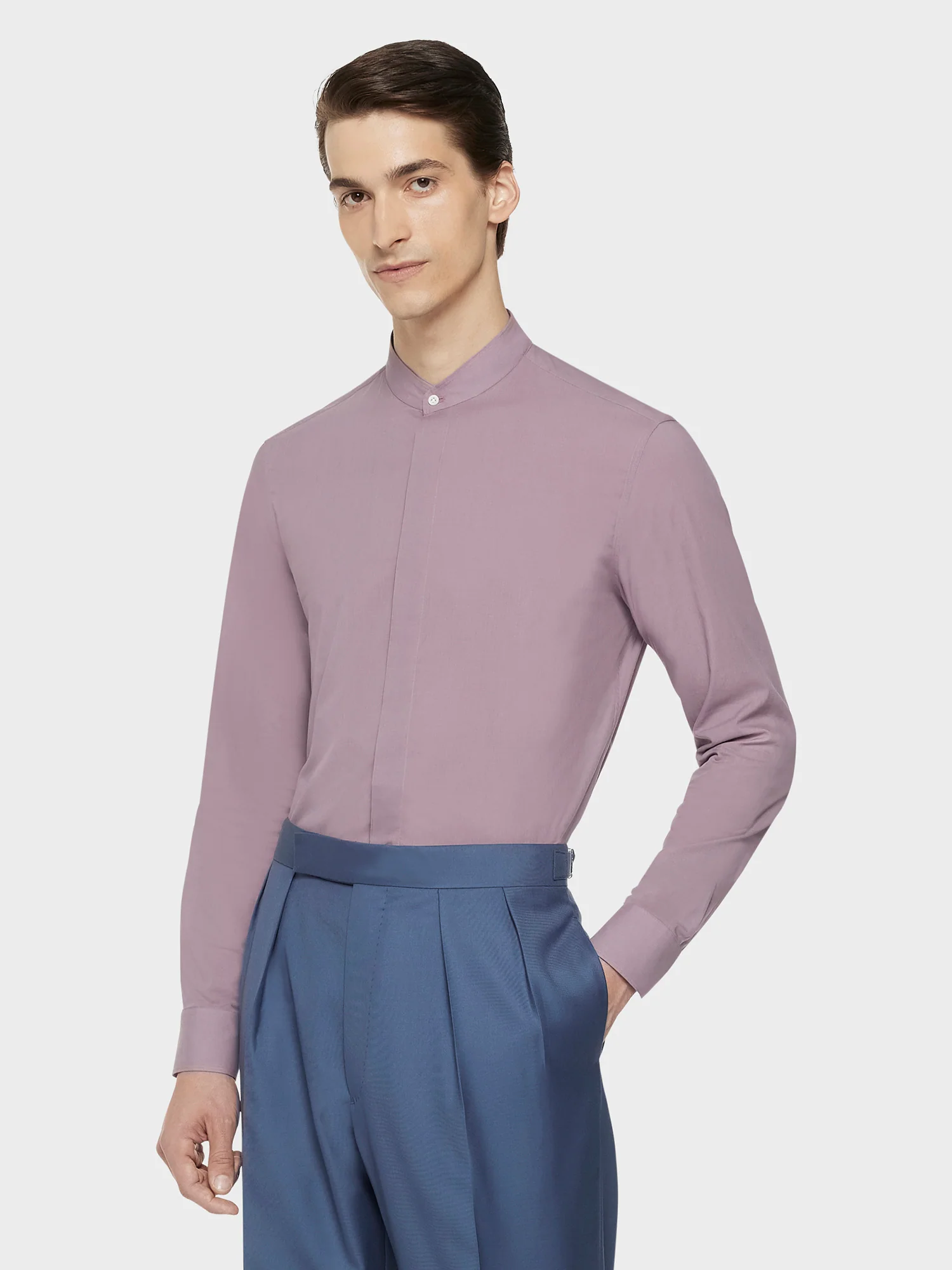Camicia coreana in cotone malva - Image 3