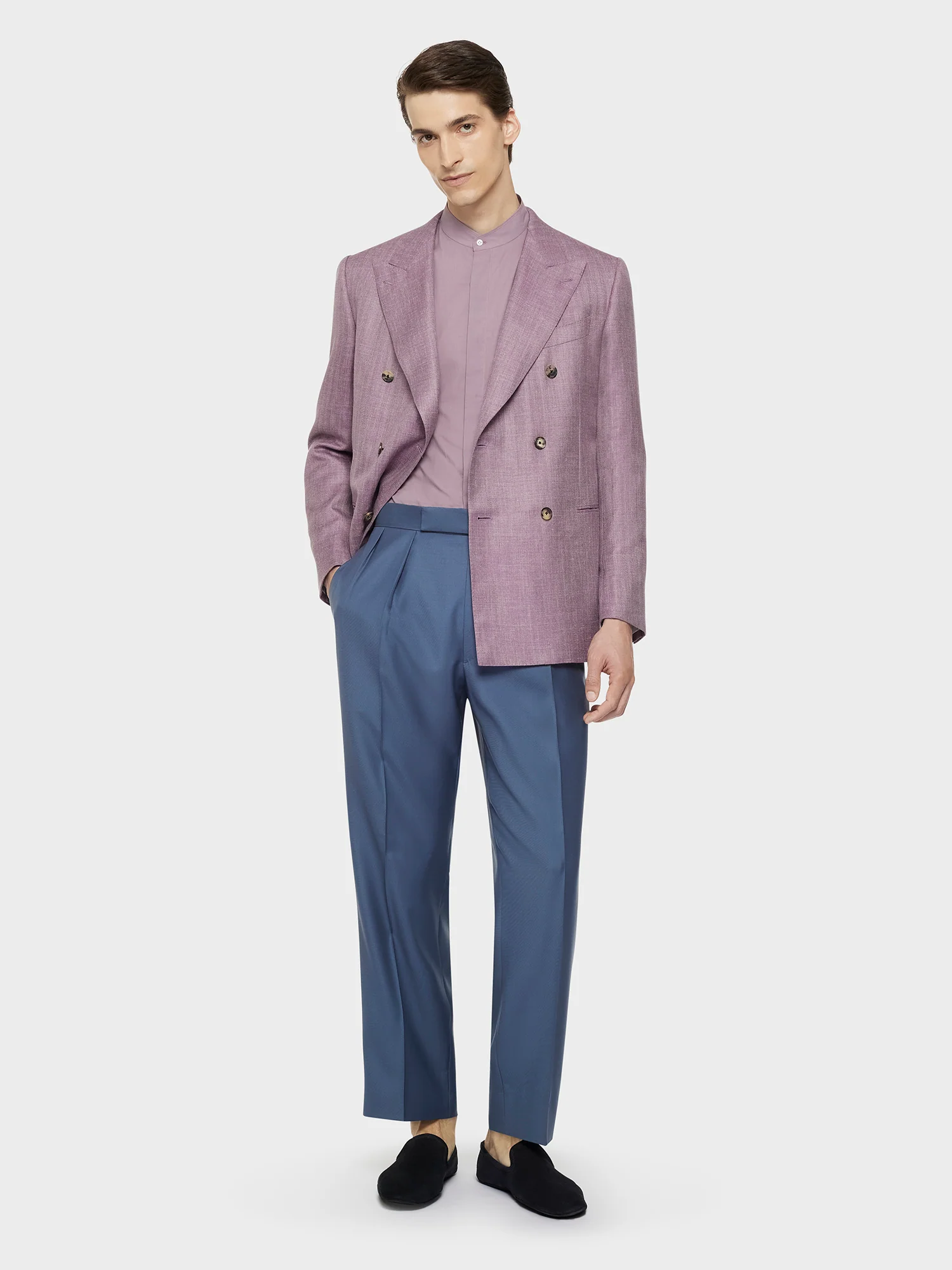 Camicia coreana in cotone malva - Image 4