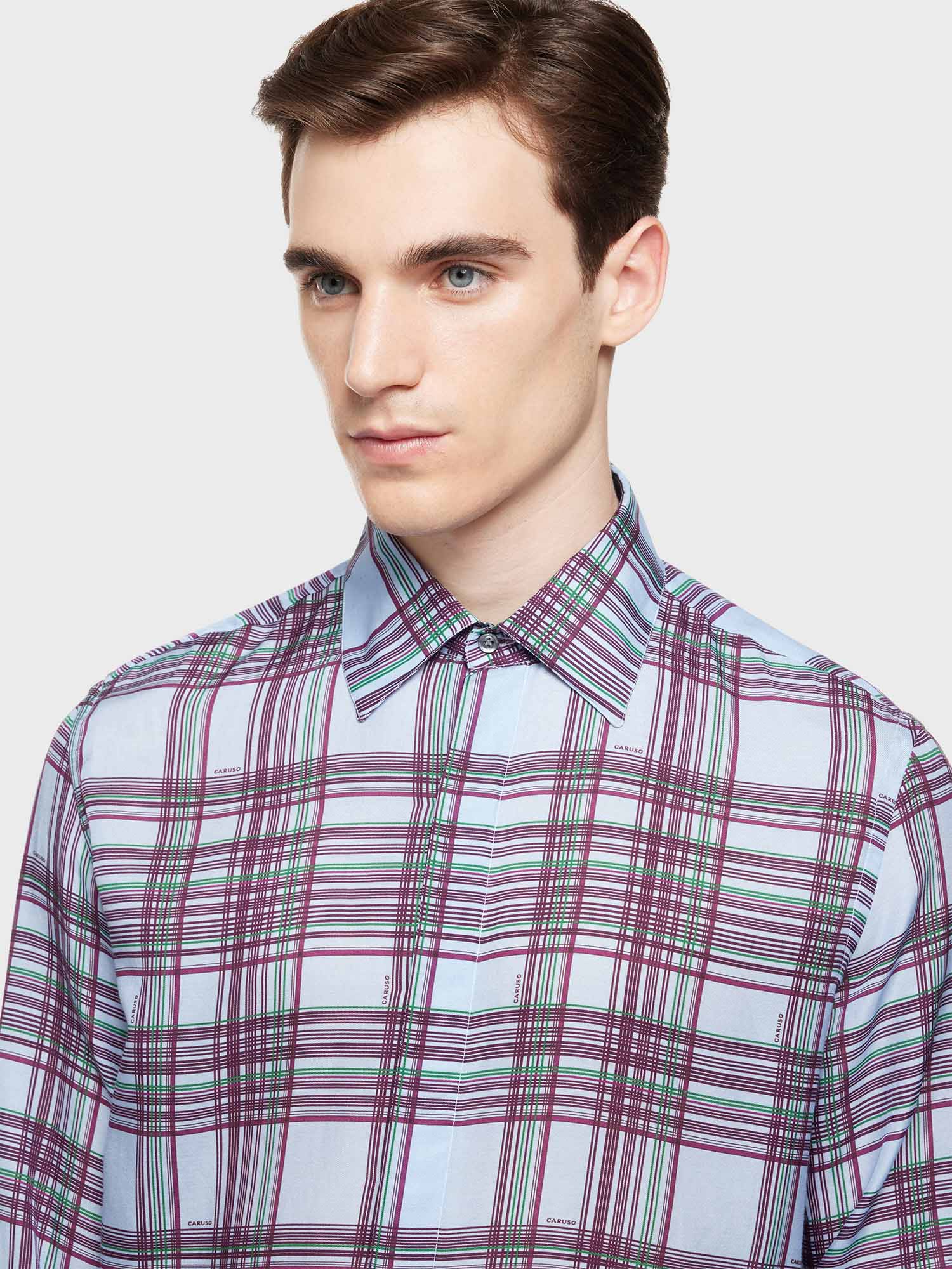 Camicia in seta e cotone con stampa principe di galles - Image 5
