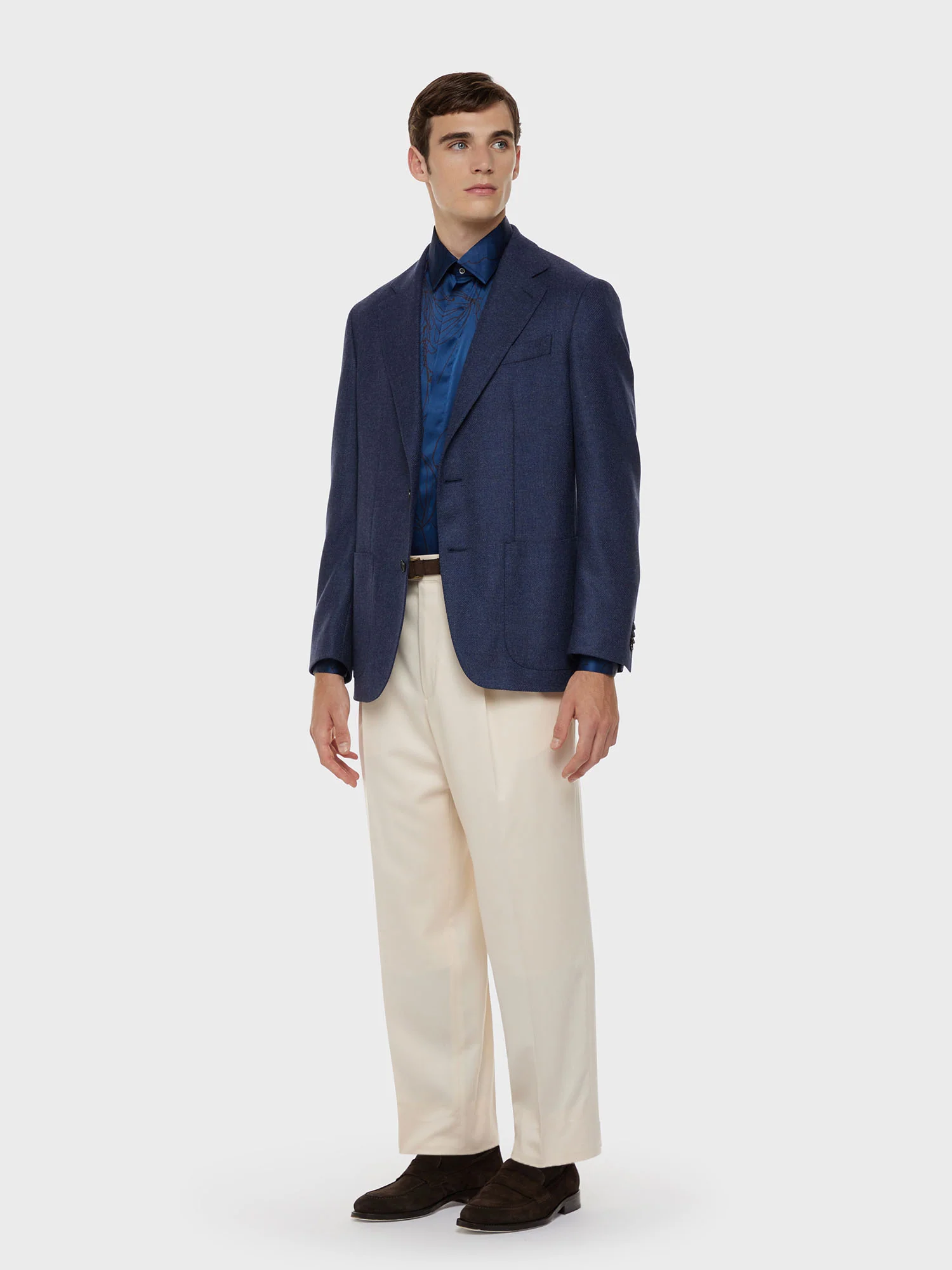 Camicia in seta floreale blu - Image 3