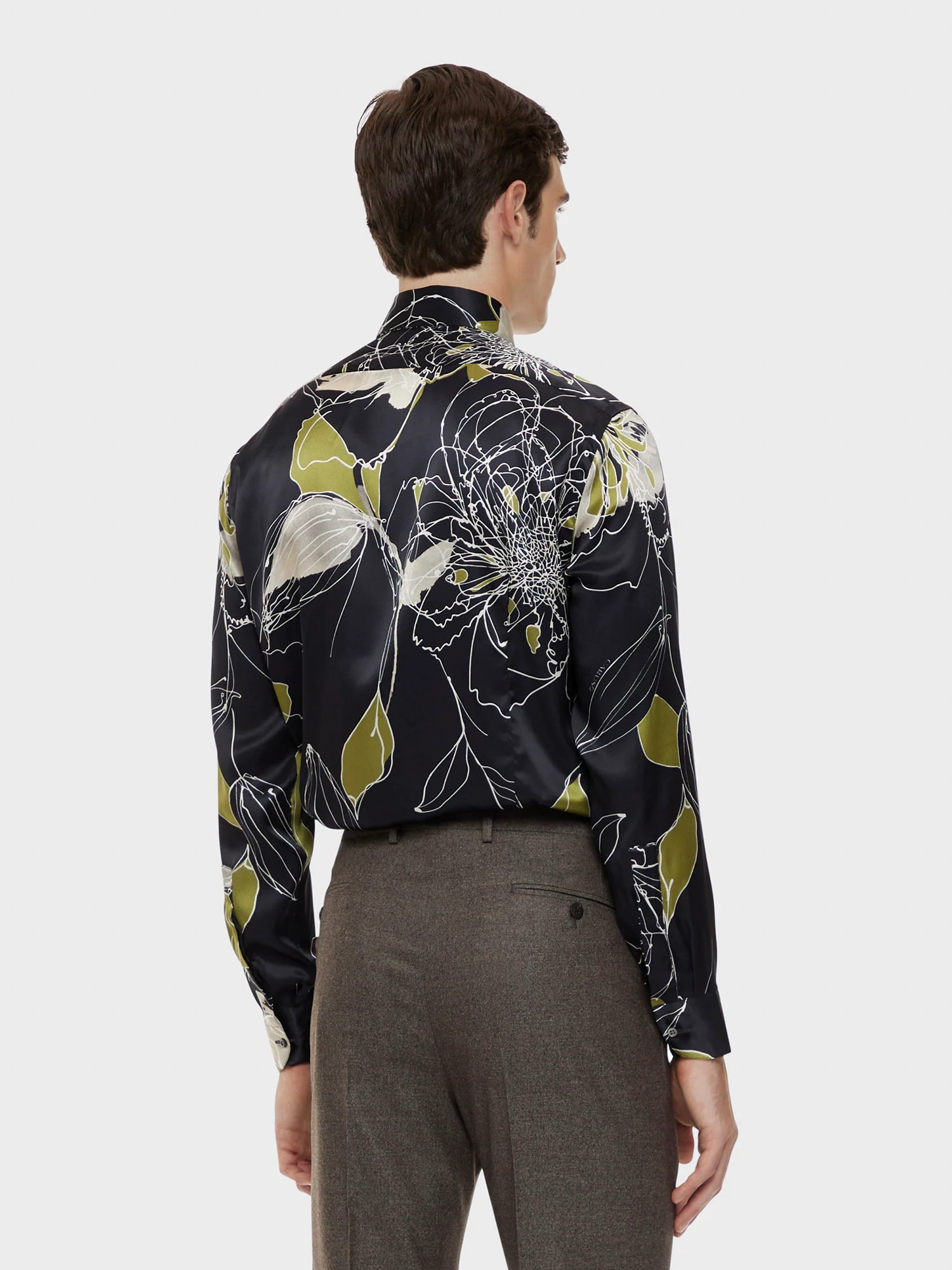 Camicia in seta floreale nera - Image 4