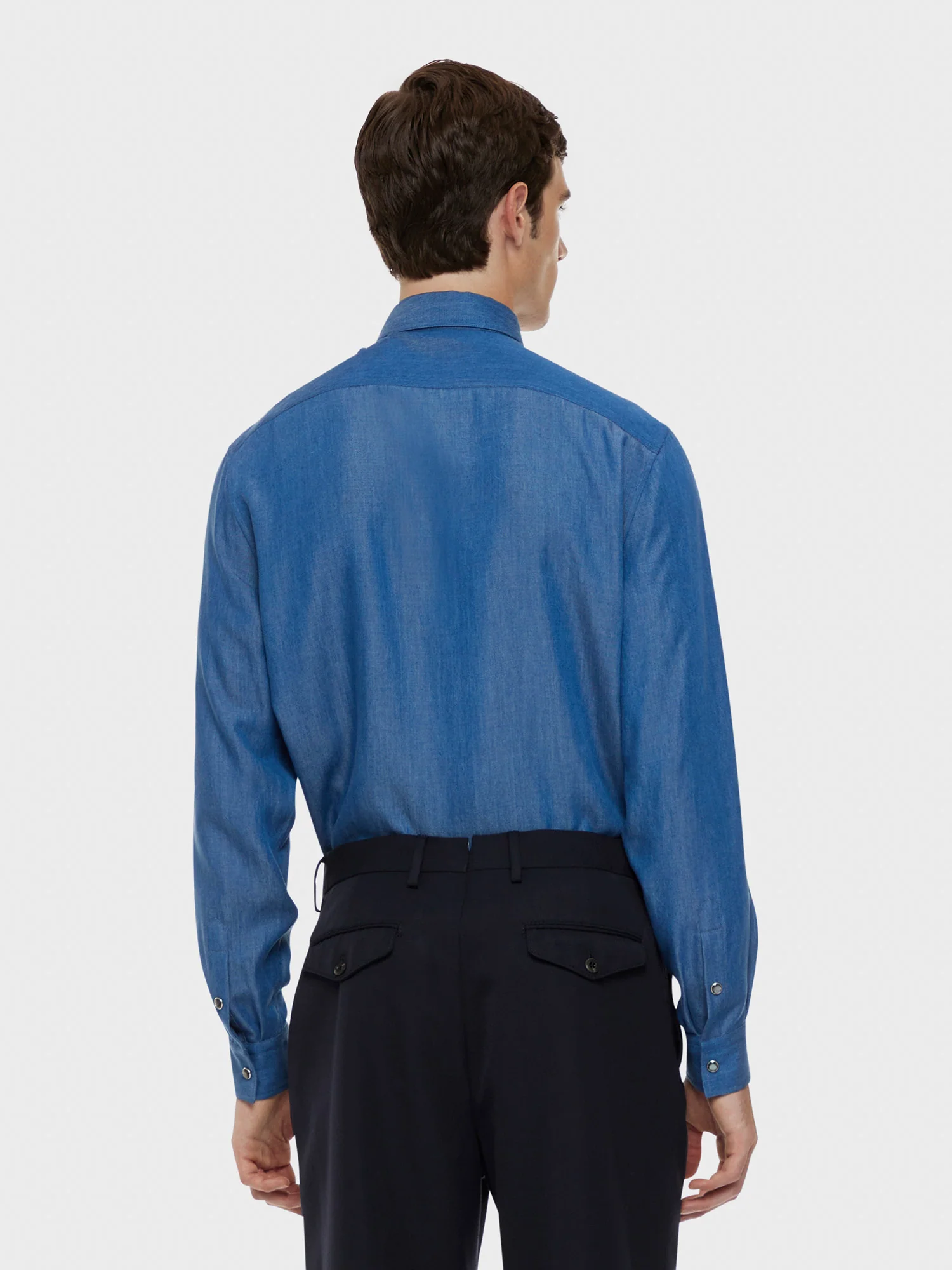 Camicia in tencel blu denim - Image 4