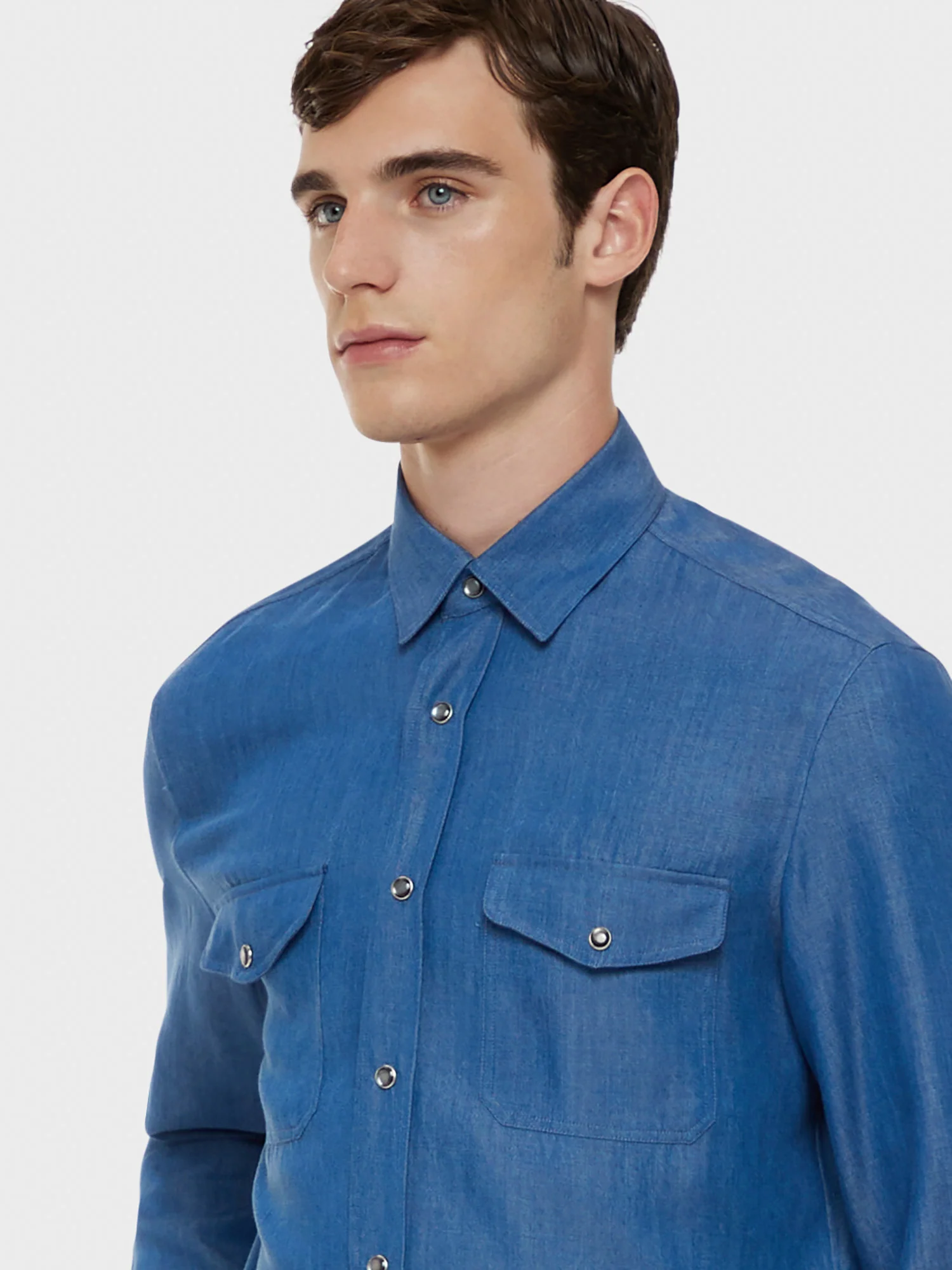 Camicia in tencel blu denim - Image 5