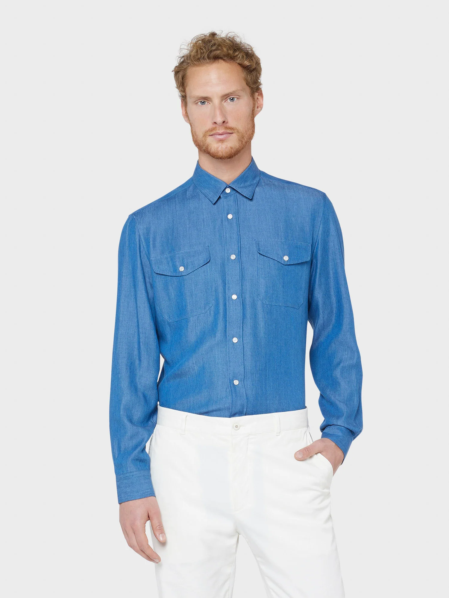 Camicia in tencel blu jeans - Image 3