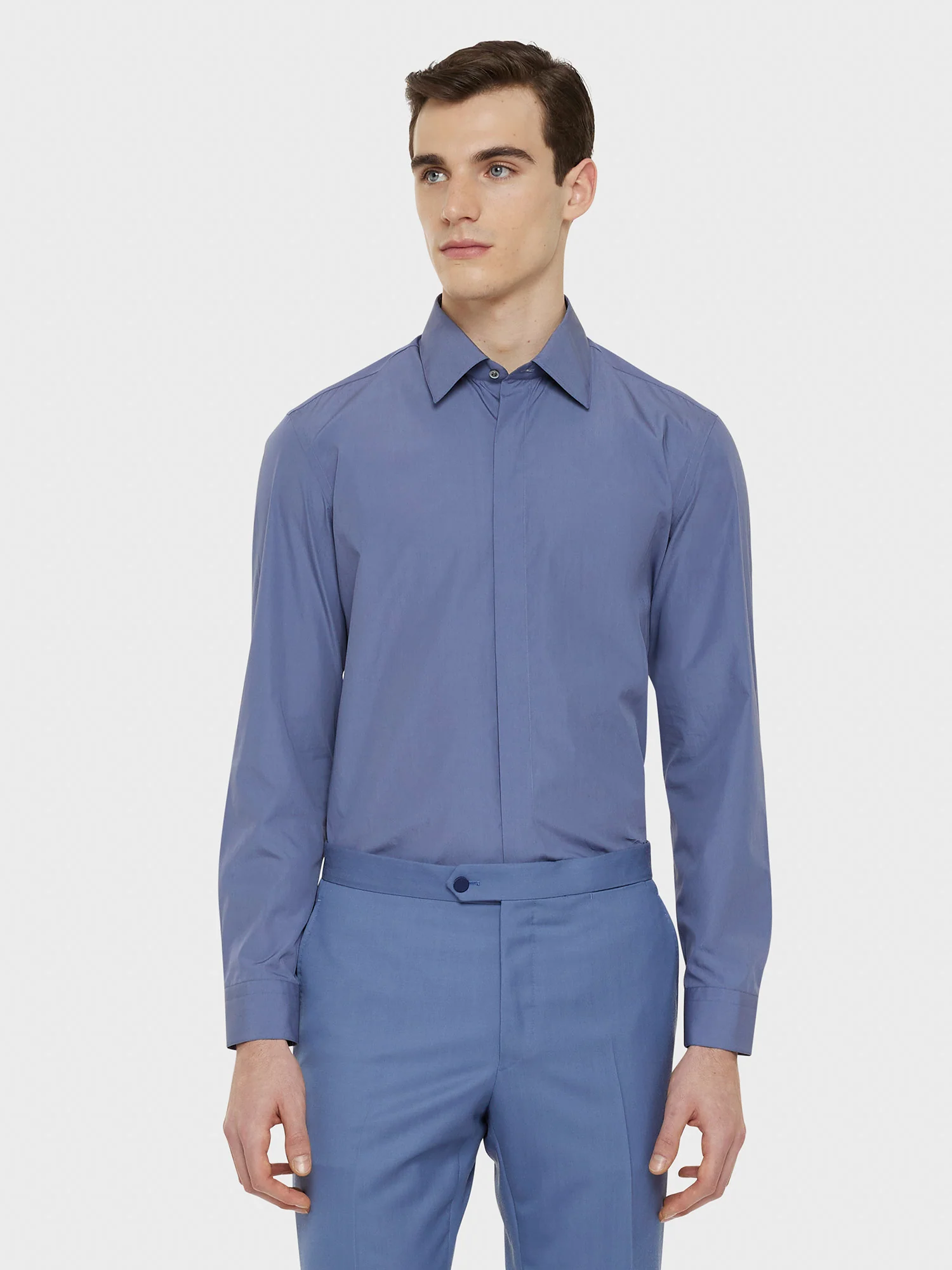 Camicia slim in cotone azzurra - Image 2