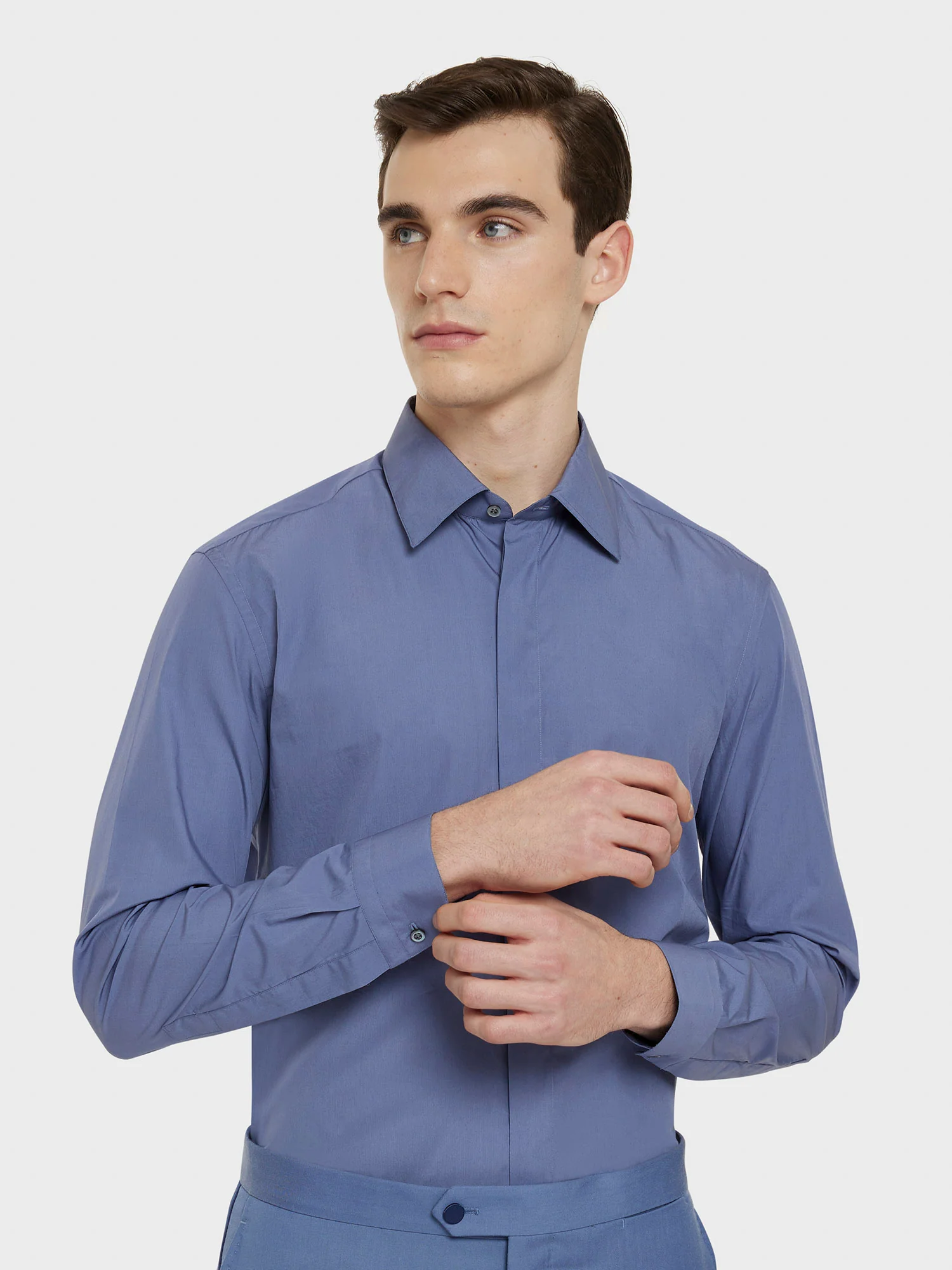 Camicia slim in cotone azzurra - Image 3