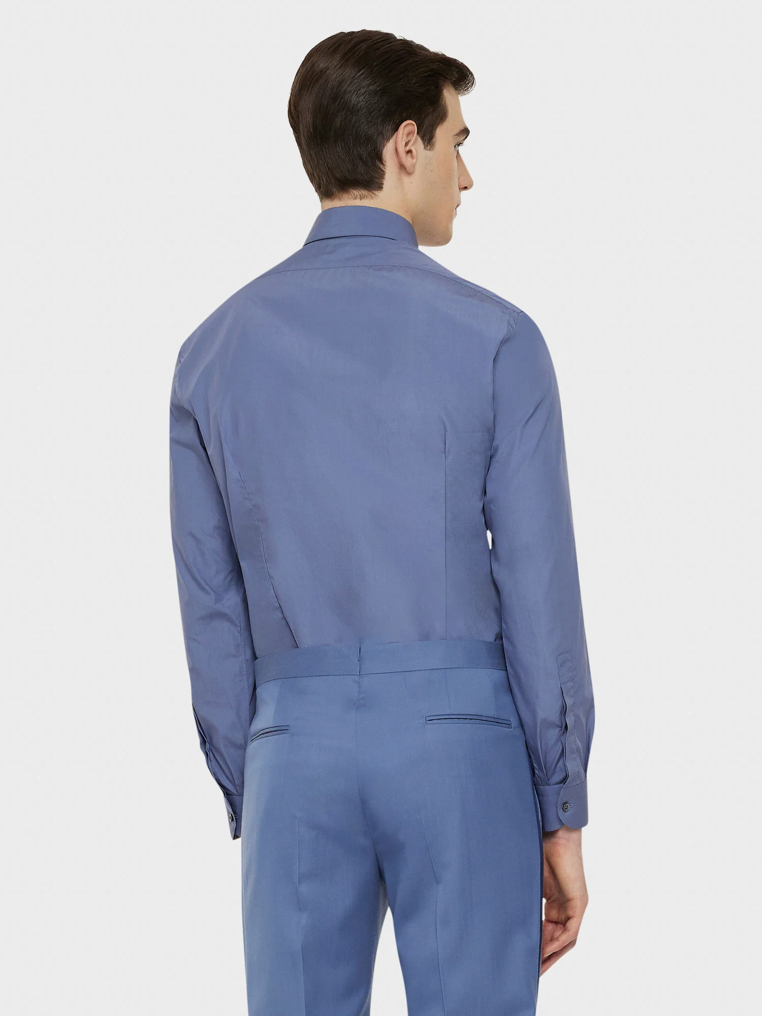 Camicia slim in cotone azzurra - Image 4