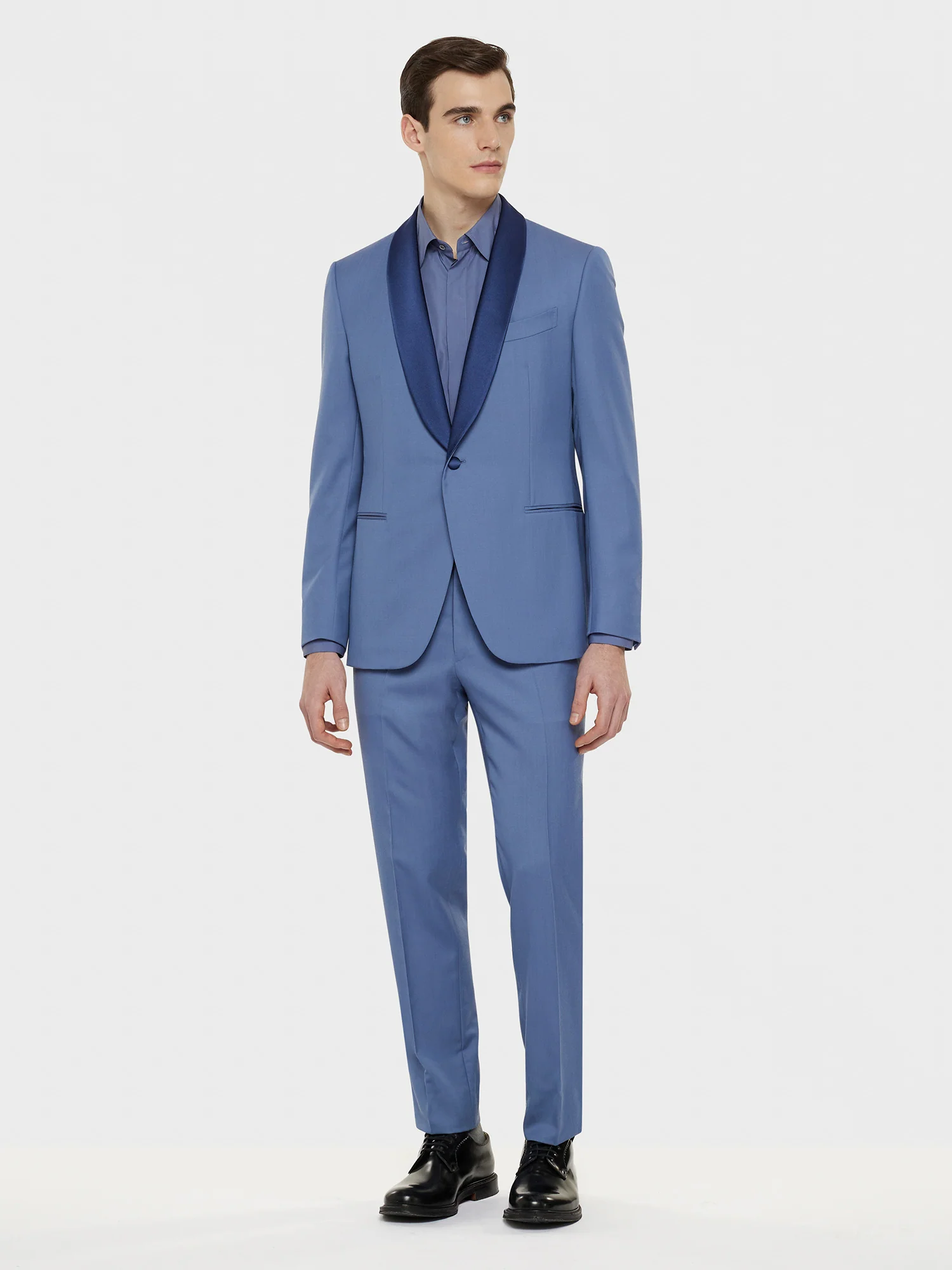 Camicia slim in cotone azzurra - Image 5