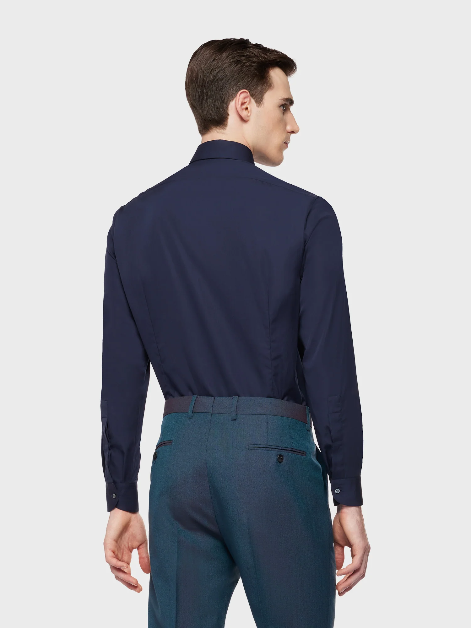 Camicia slim in cotone blu - Image 4