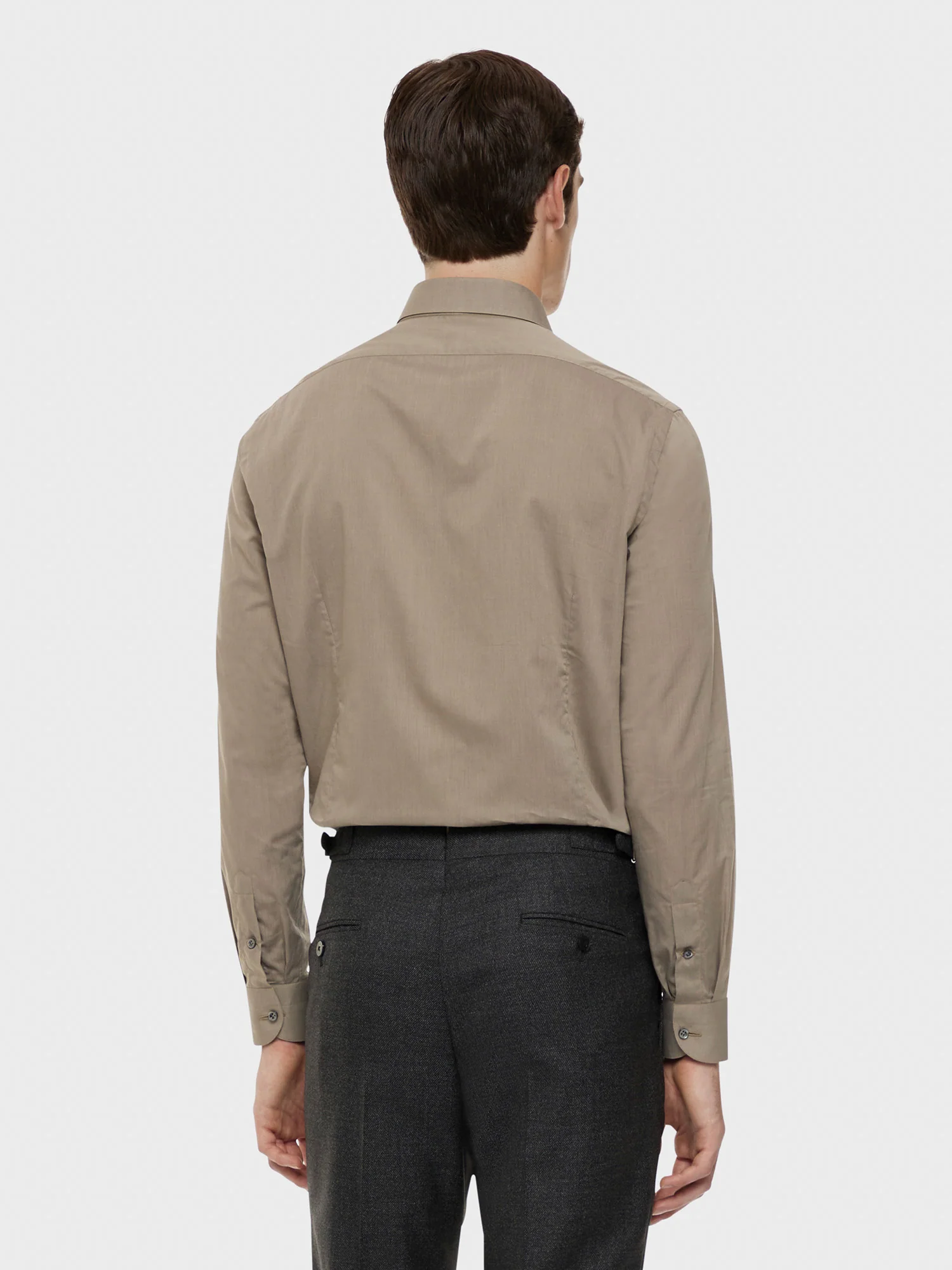 Camicia slim in cotone color sabbia - Image 4
