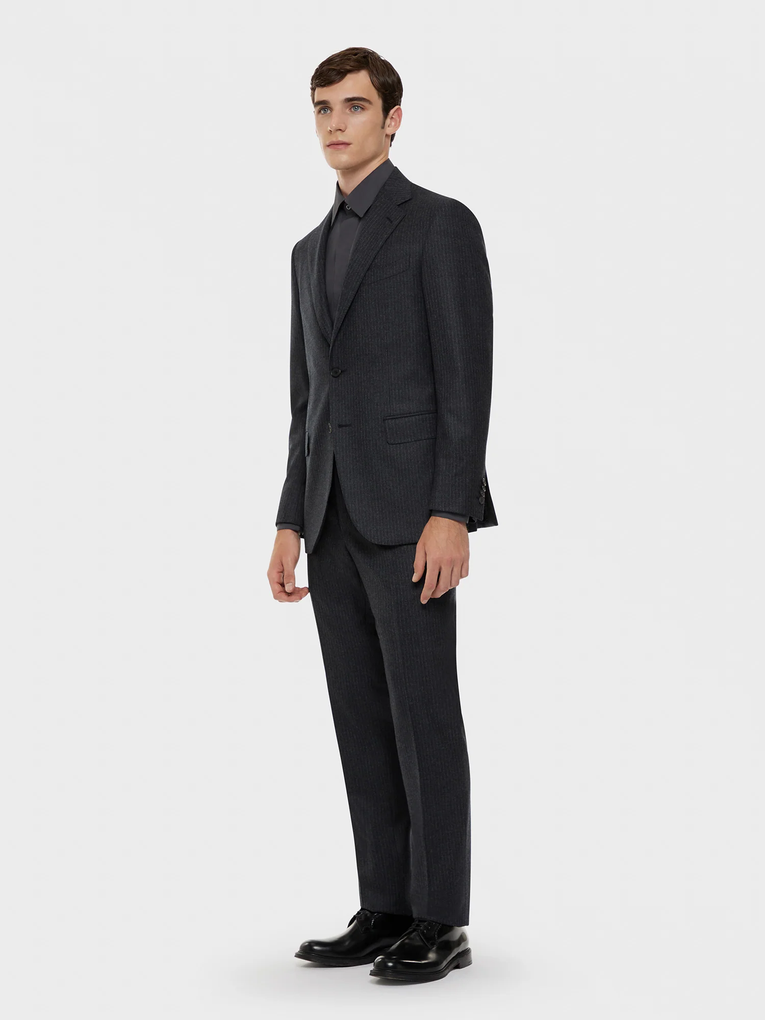 Camicia slim in cotone grigia - Image 3
