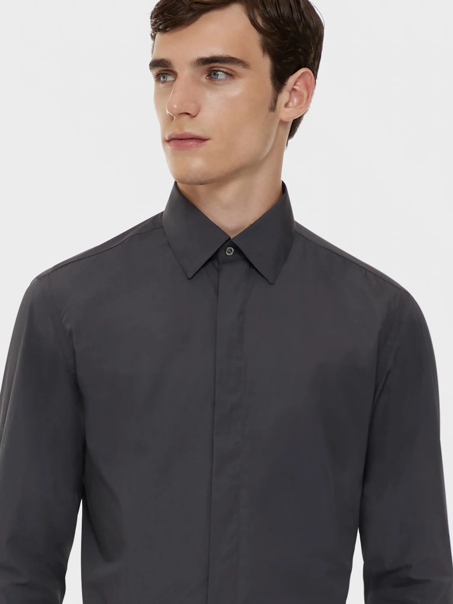 Camicia slim in cotone grigia - Image 5