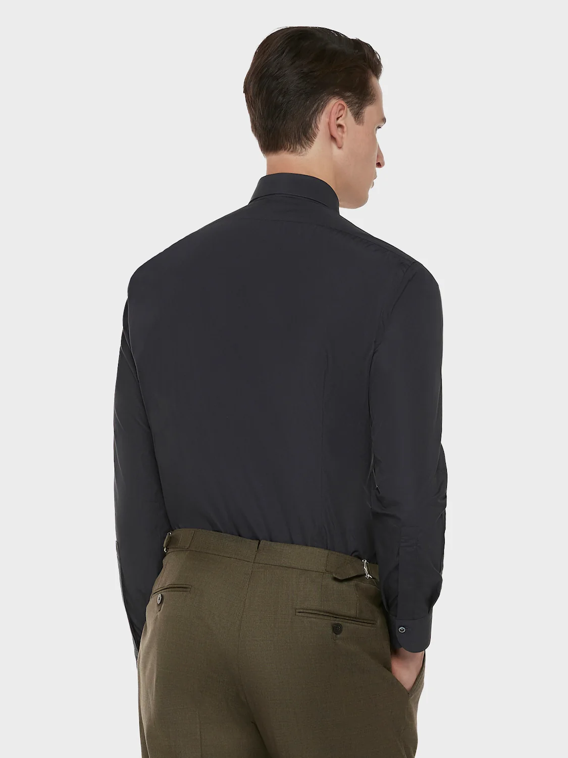 Camicia slim in cotone grigio antracite - Image 4