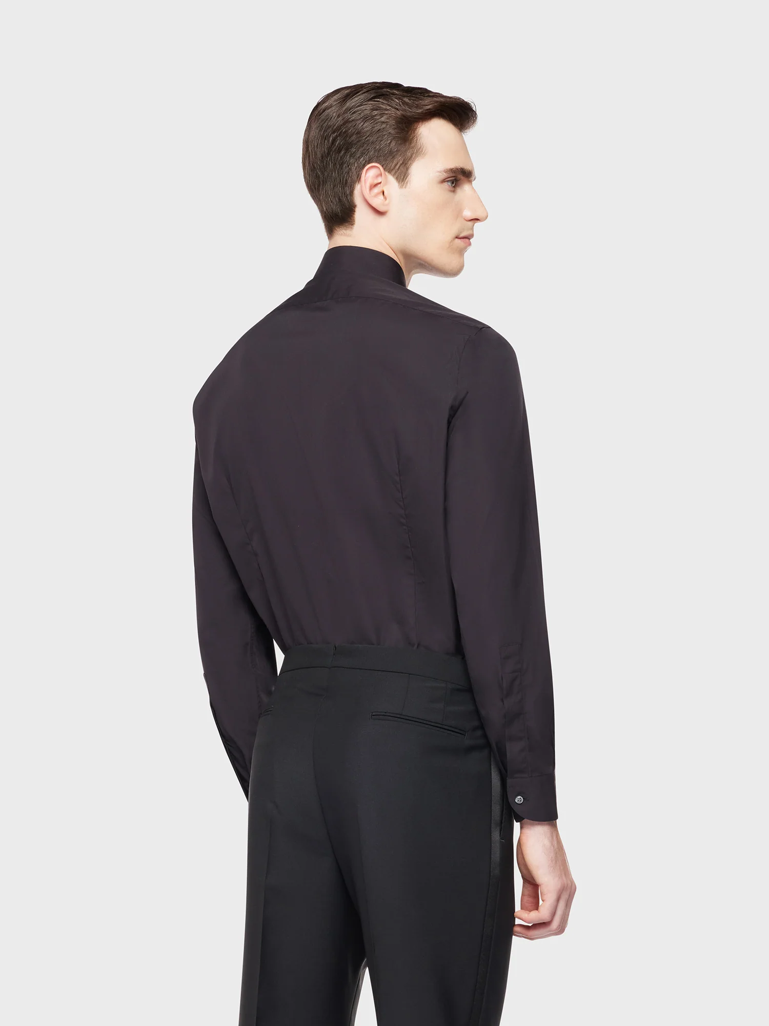 Camicia slim in cotone nera - Image 4