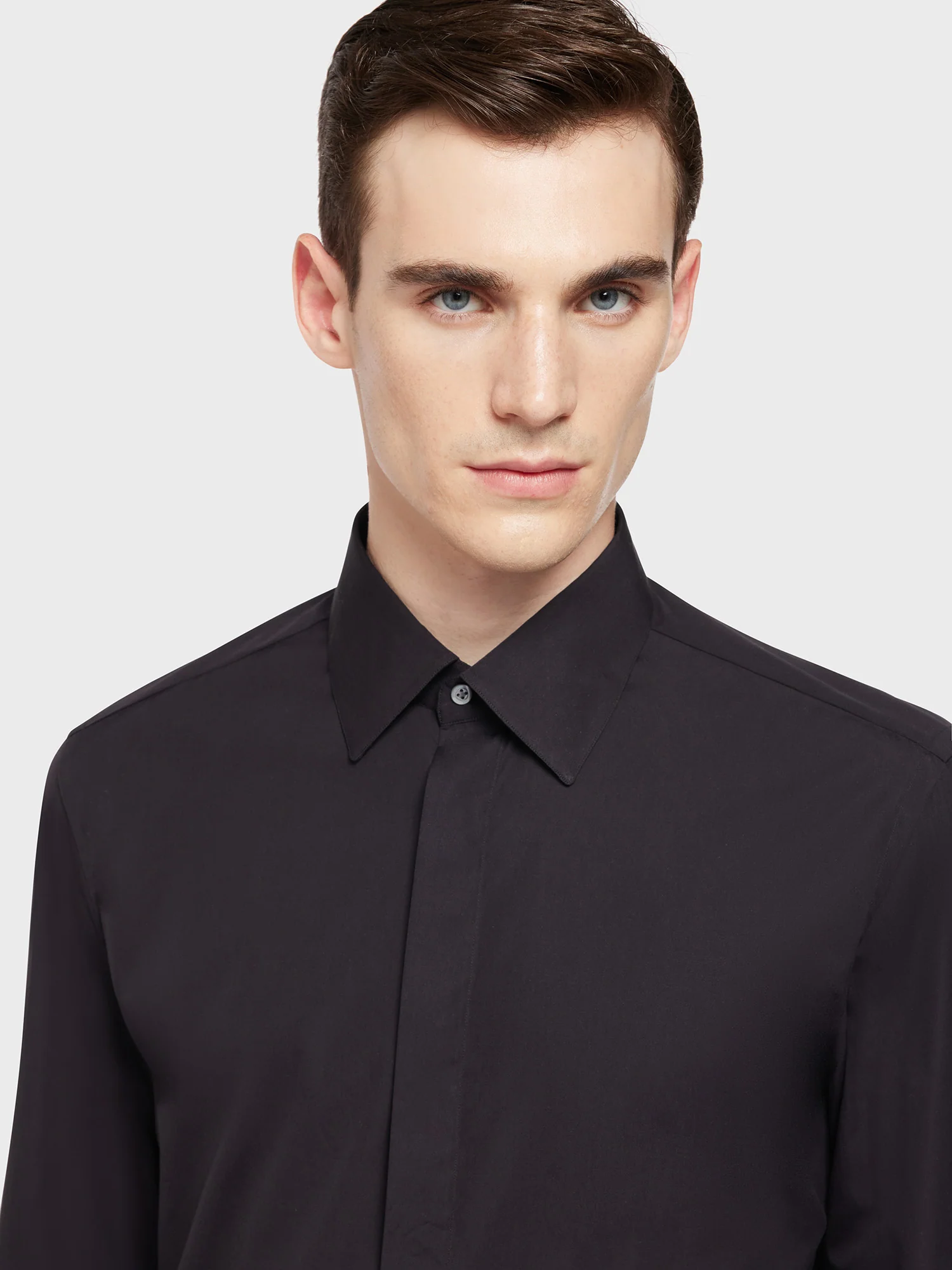 Camicia slim in cotone nera - Image 5