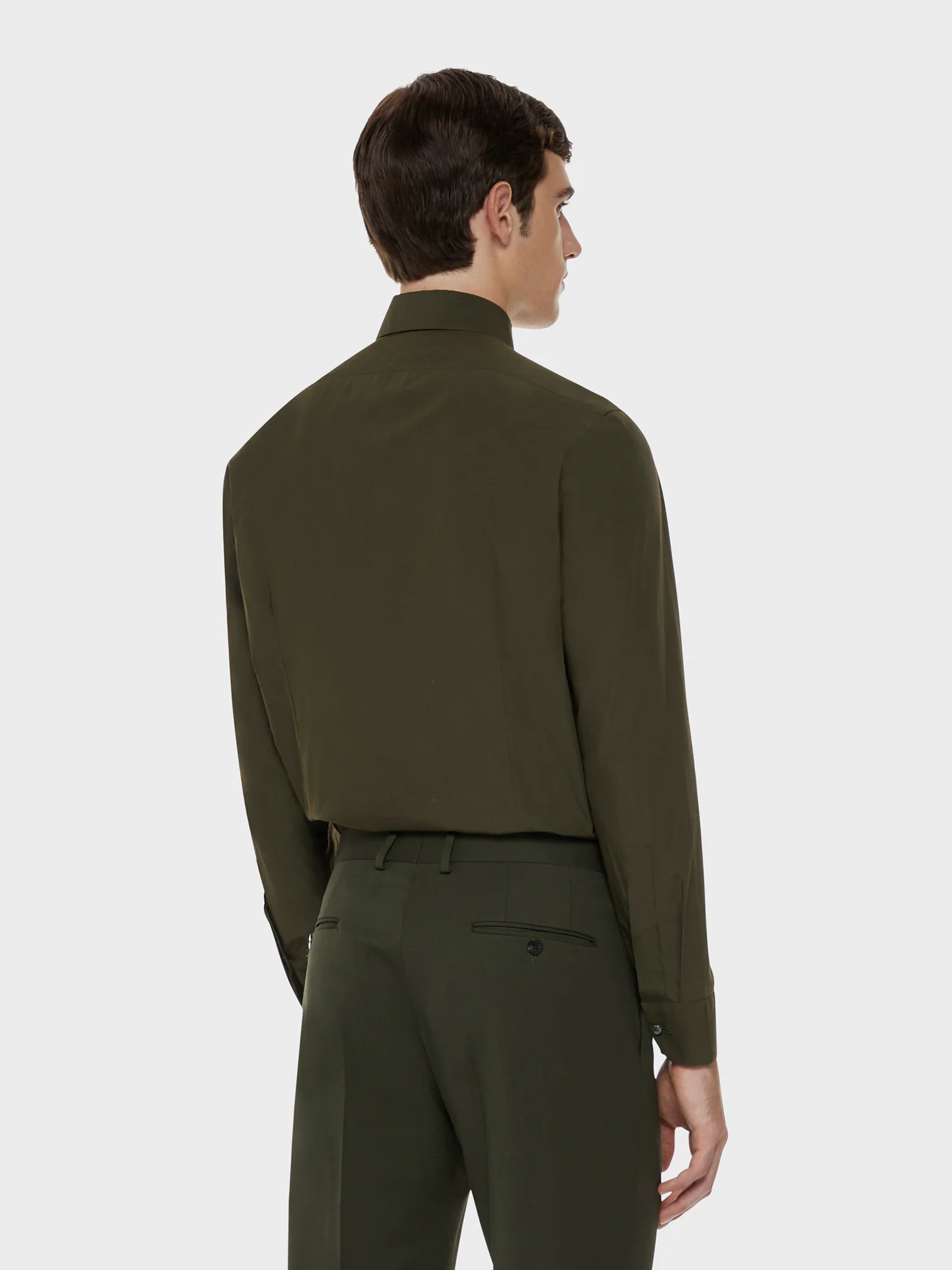 Camicia slim in cotone verde - Image 4