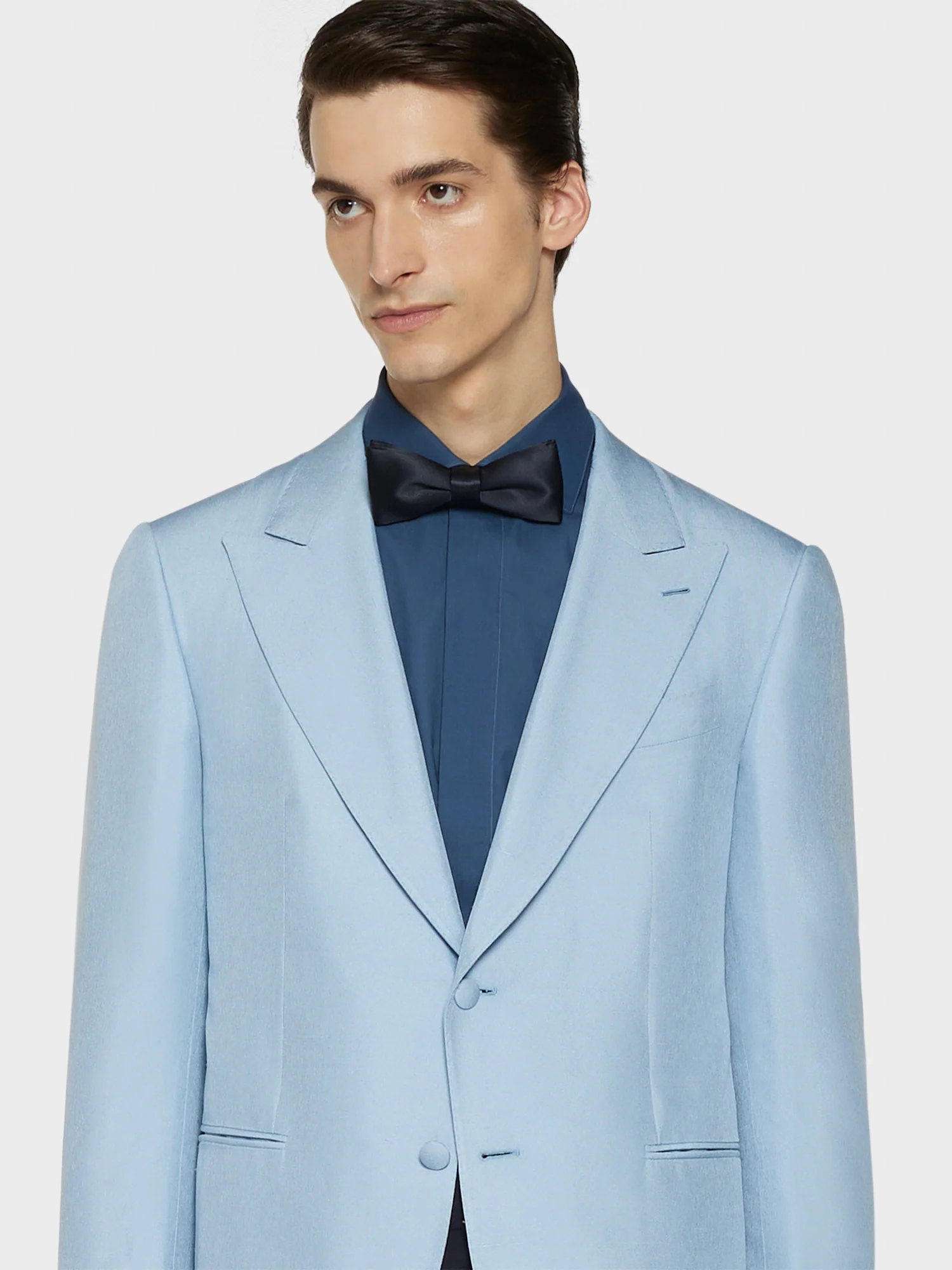 Giacca norma in shantung di seta azzurro - Image 5