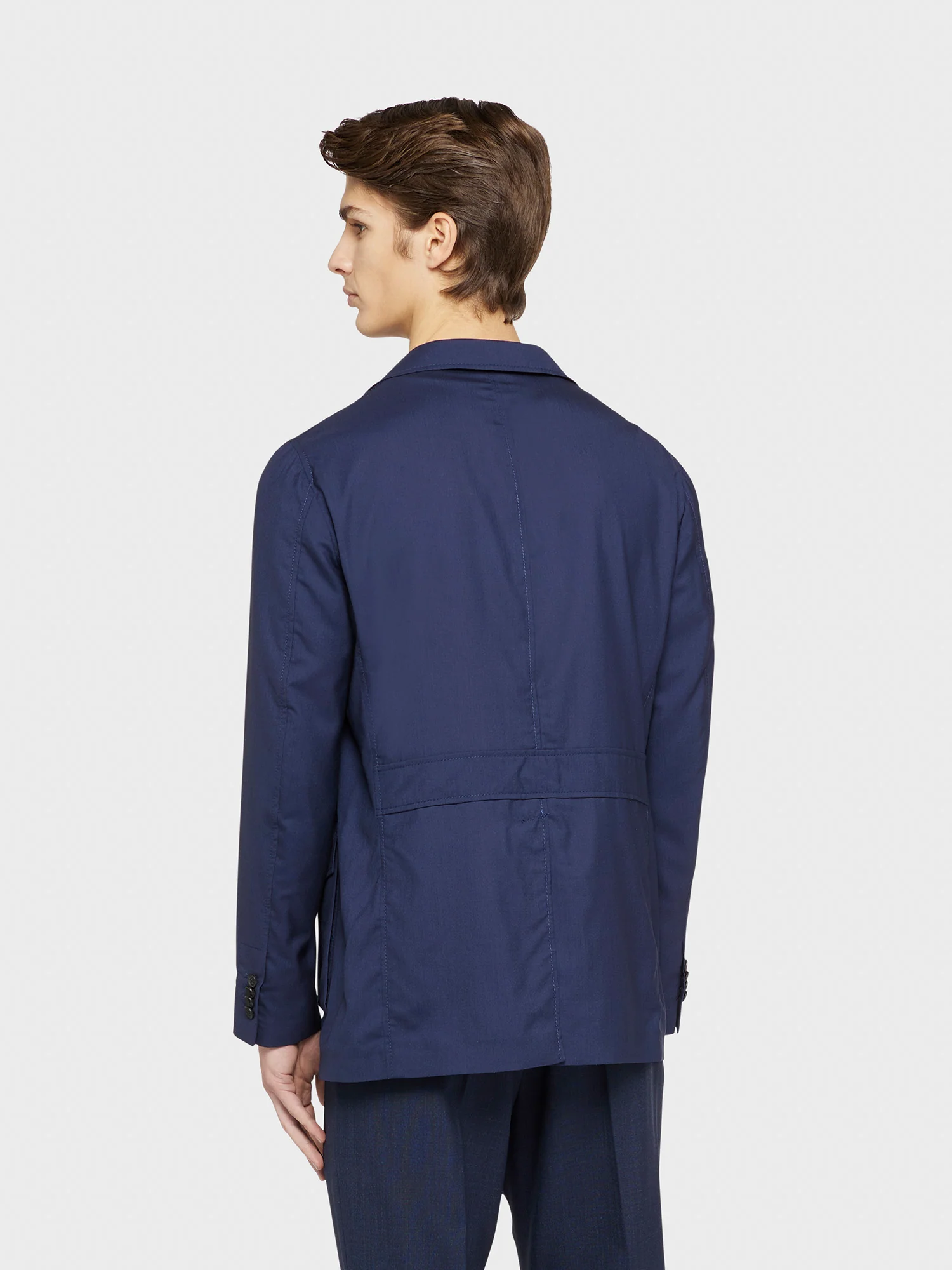 Giacca Sahariana in lana seta blu "Nuage" - Image 4