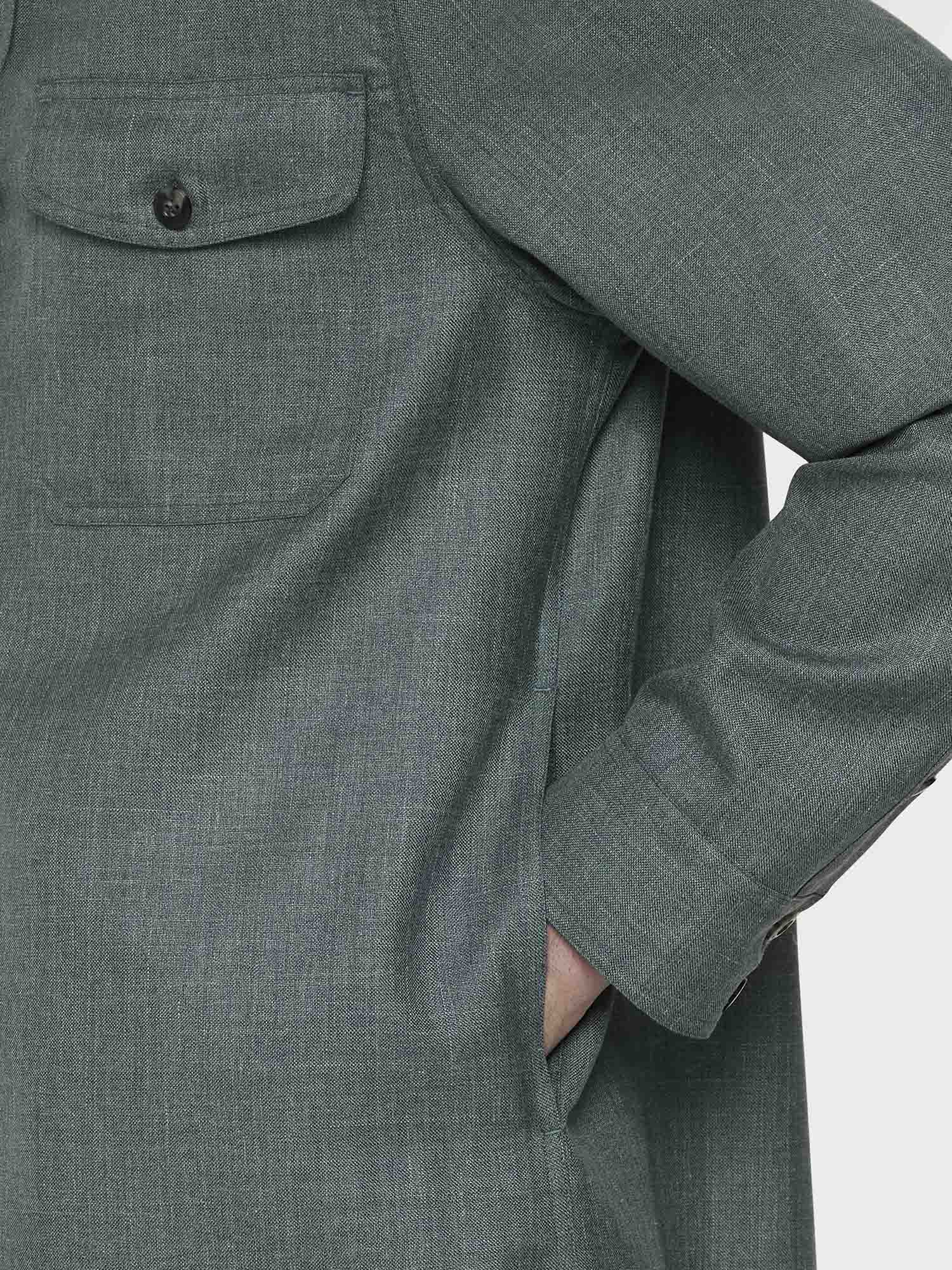 Overshirt in lana, seta e lino verde - Image 5