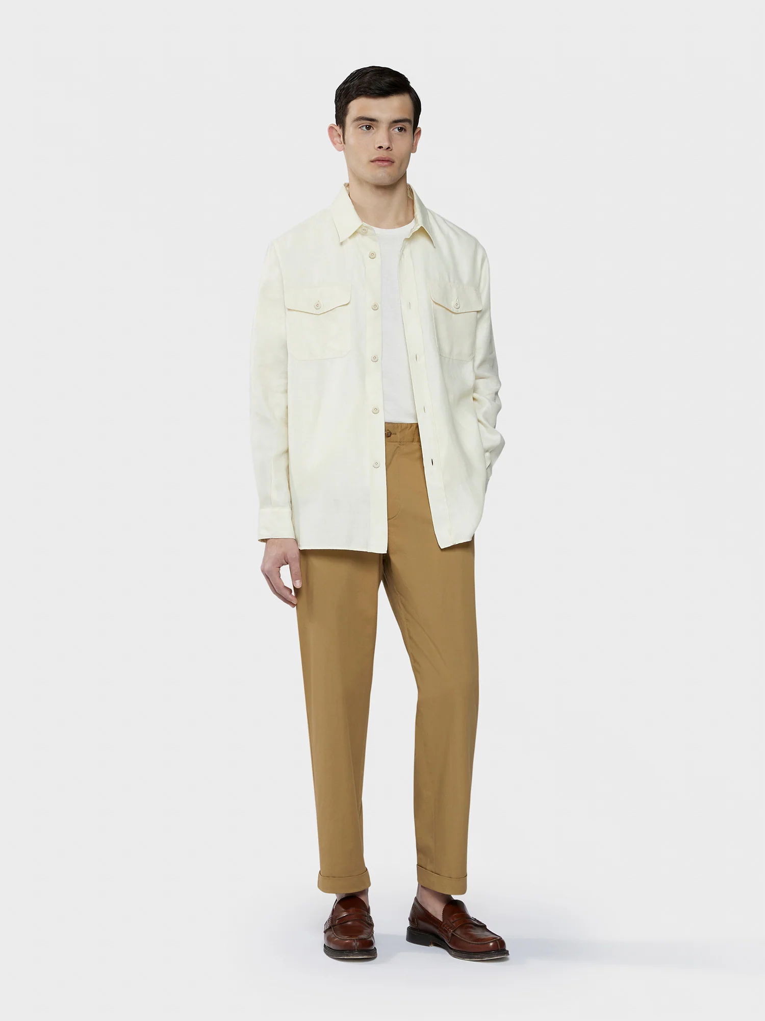 Overshirt in lino-lana bianco - Image 3