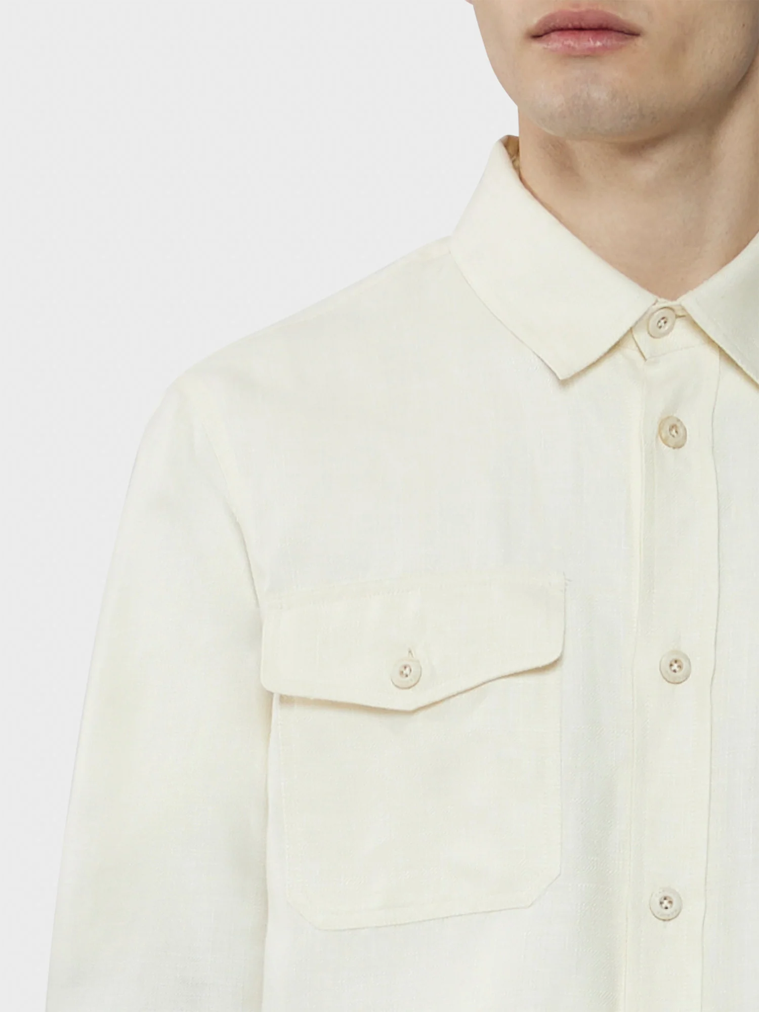 Overshirt in lino-lana bianco - Image 5