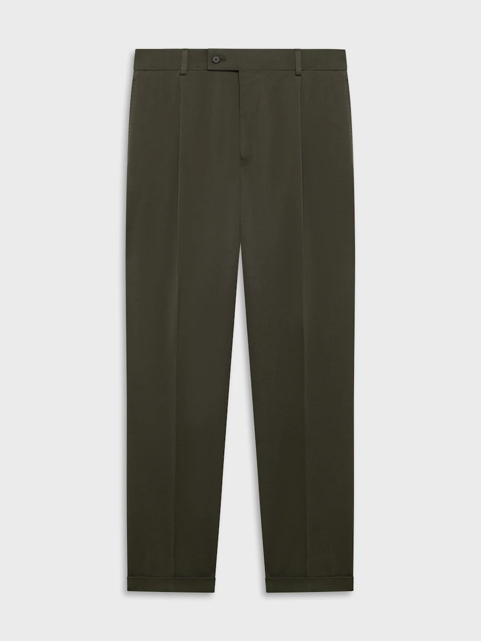 Pantalone carrot fit in flanella di lana verde - Image 2