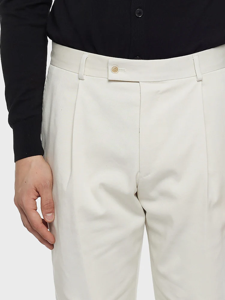 Pantalone carrot fit in cotone panna - Image 5