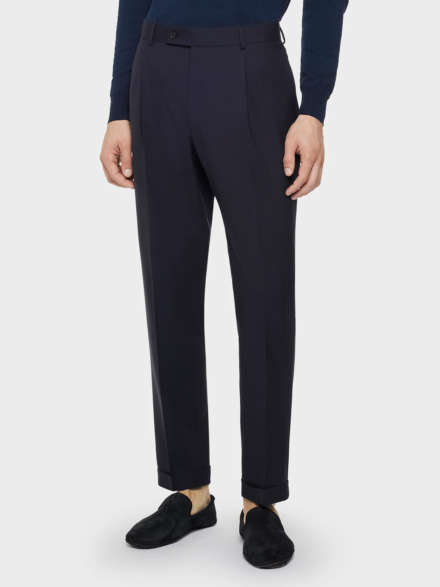 Pantalone carrot fit in lana blu - Image 3