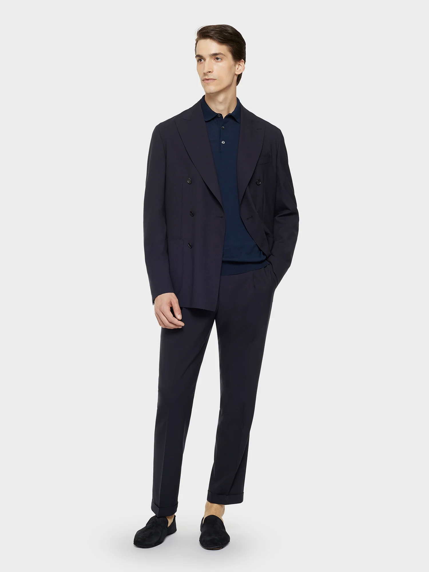 Pantalone carrot fit in lana blu - Image 4