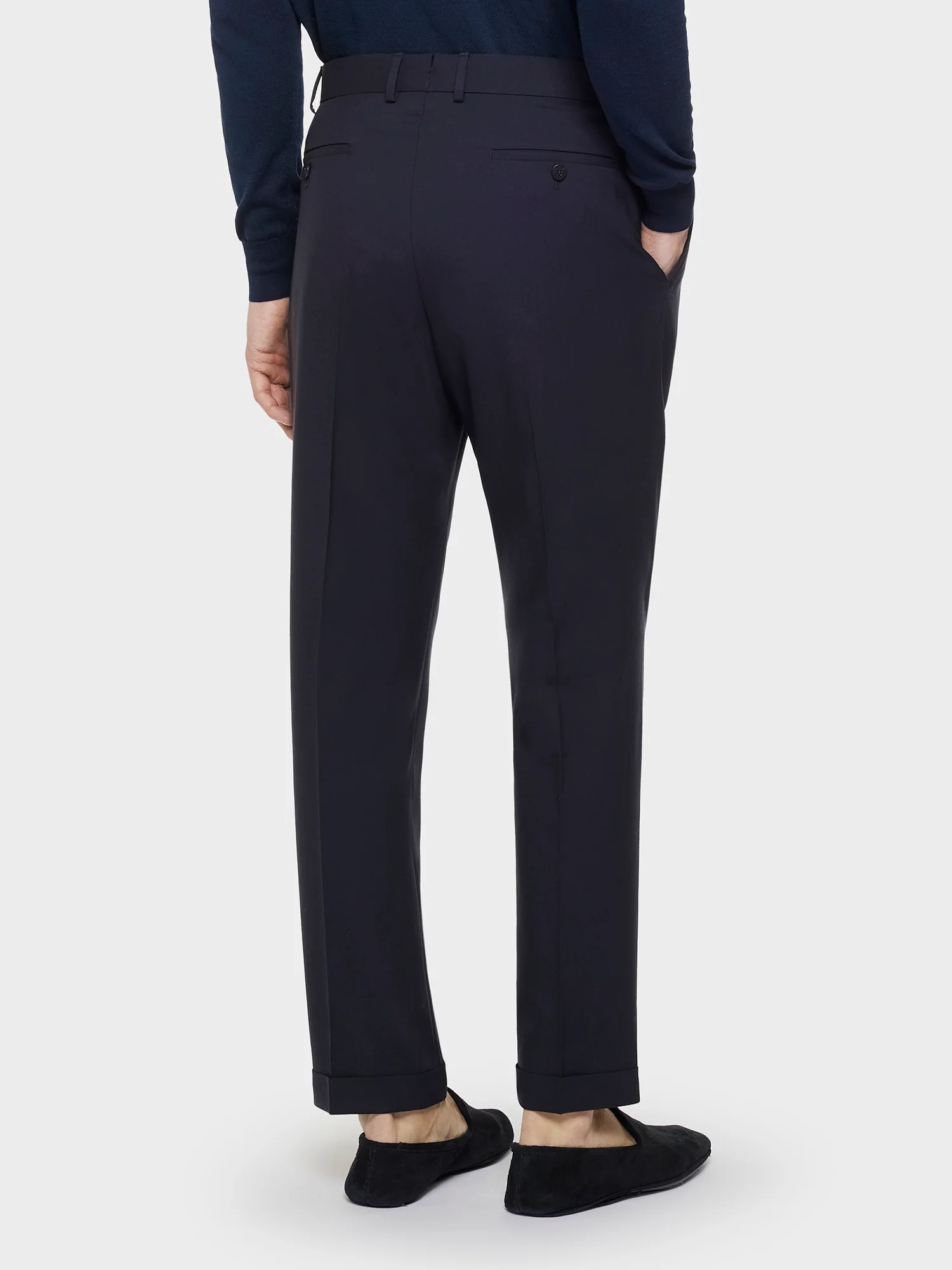 Pantalone carrot fit in lana blu - Image 5