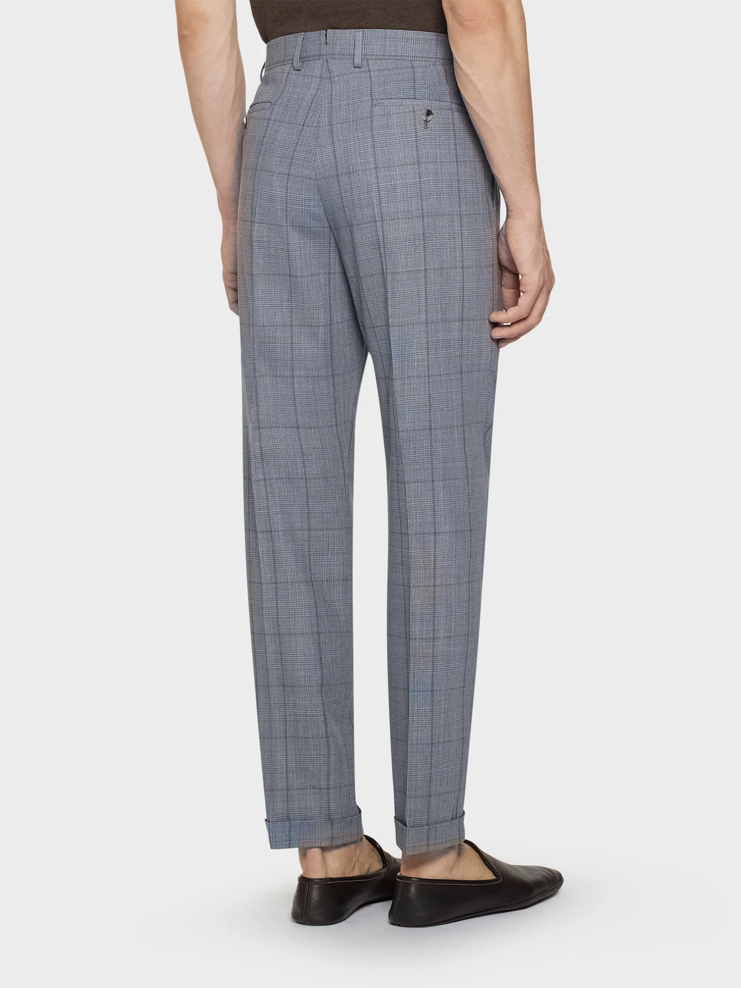 Pantalone carrot-fit in lana zelander twist glen check azzurro - Image 5