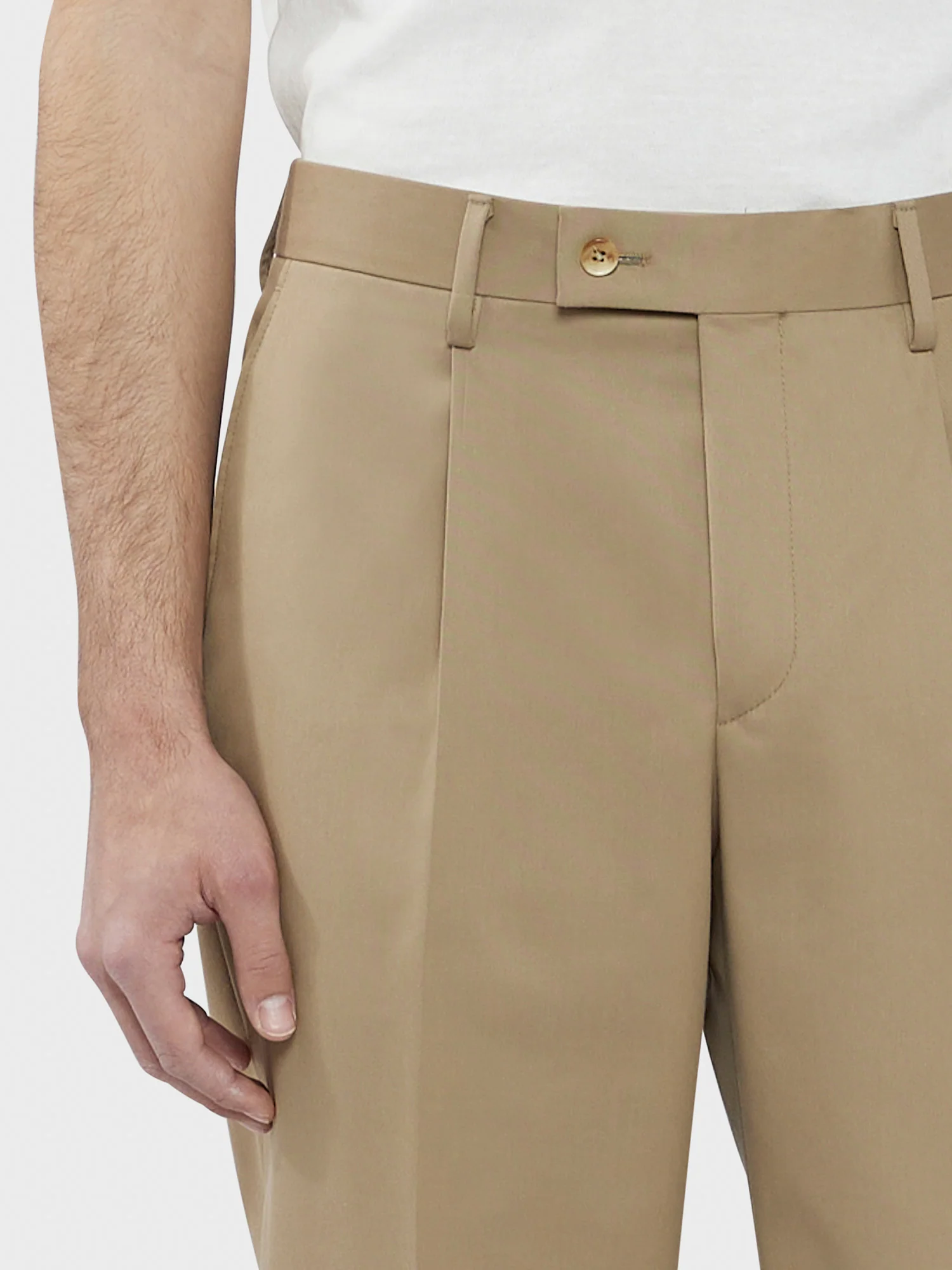 Pantalone in cotone-lana sabbia - Image 5