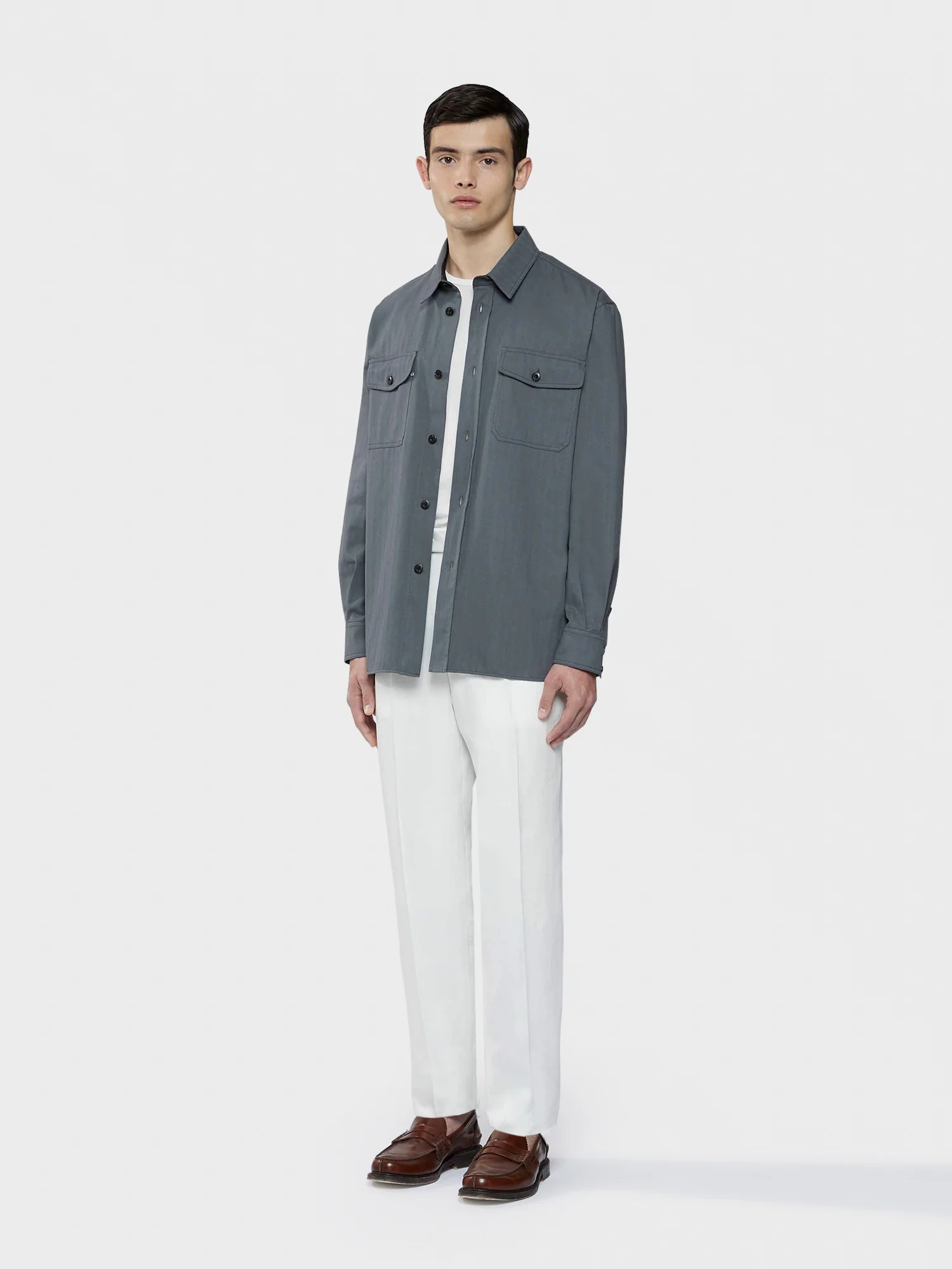 Pantalone in cotone-lino-seta bianco - Image 3