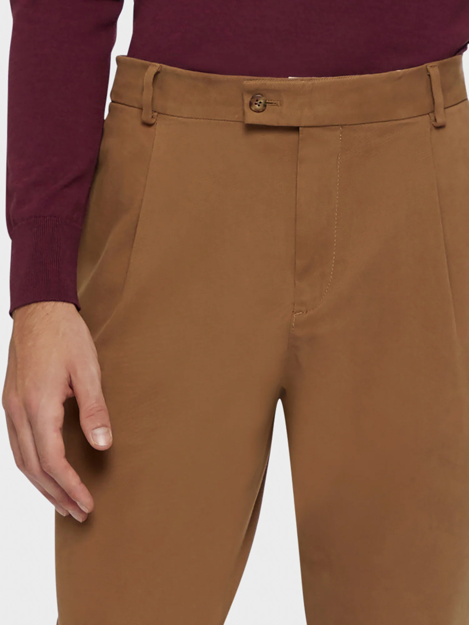 Pantalone in cotone stretch color cammello - Image 5