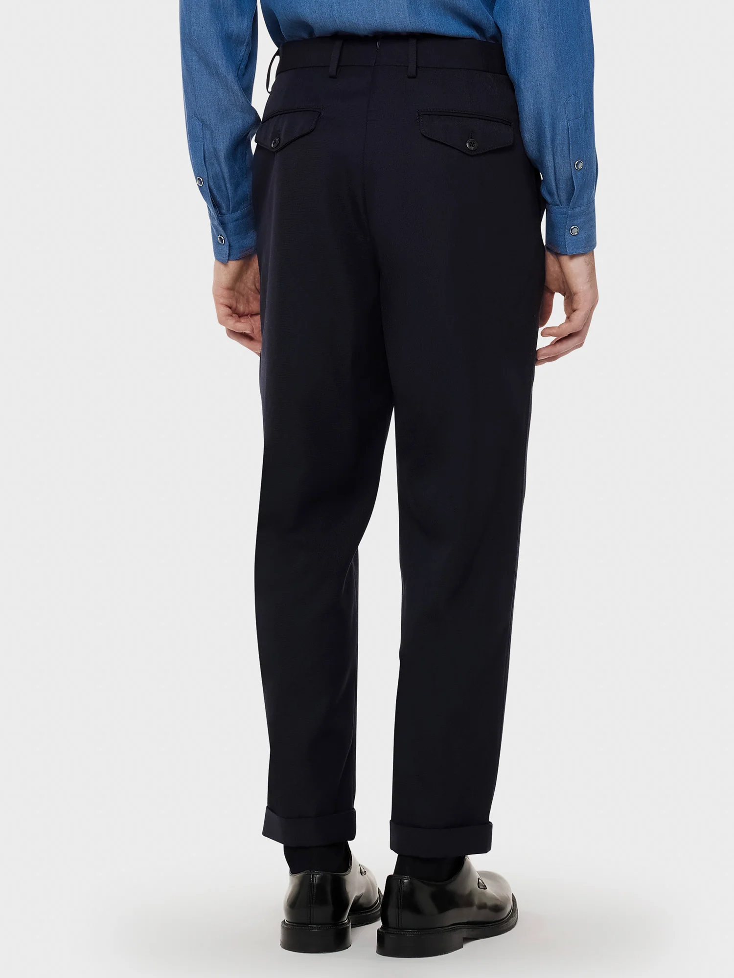 Pantalone in lana e tessuto tecnico blu - Image 4