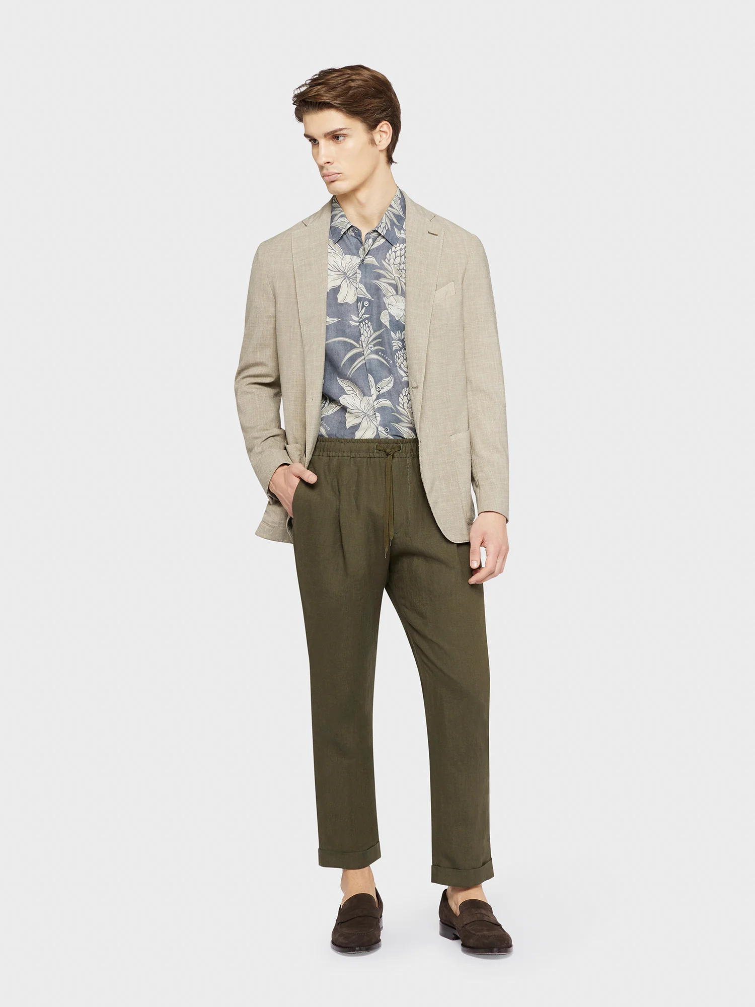 Pantalone in lino verde militare - Image 3