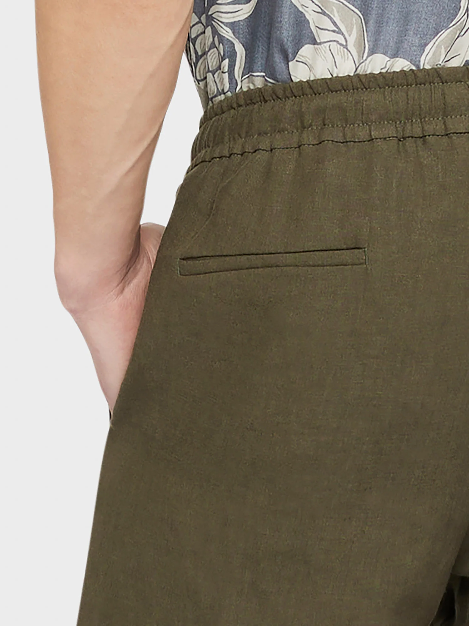 Pantalone in lino verde militare - Image 5
