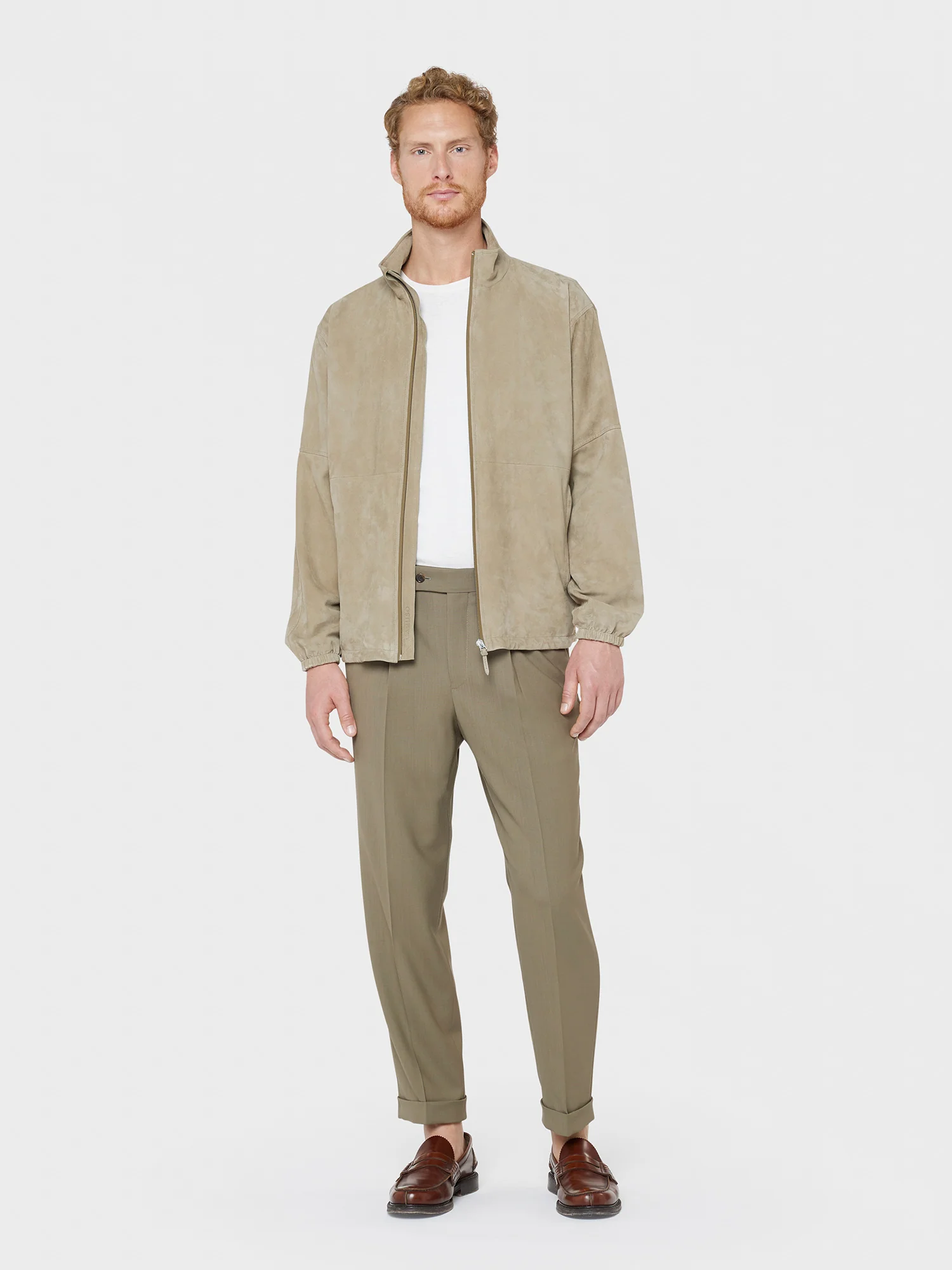 Pantalone in tropical di lana khaki "Houdini" - Image 3
