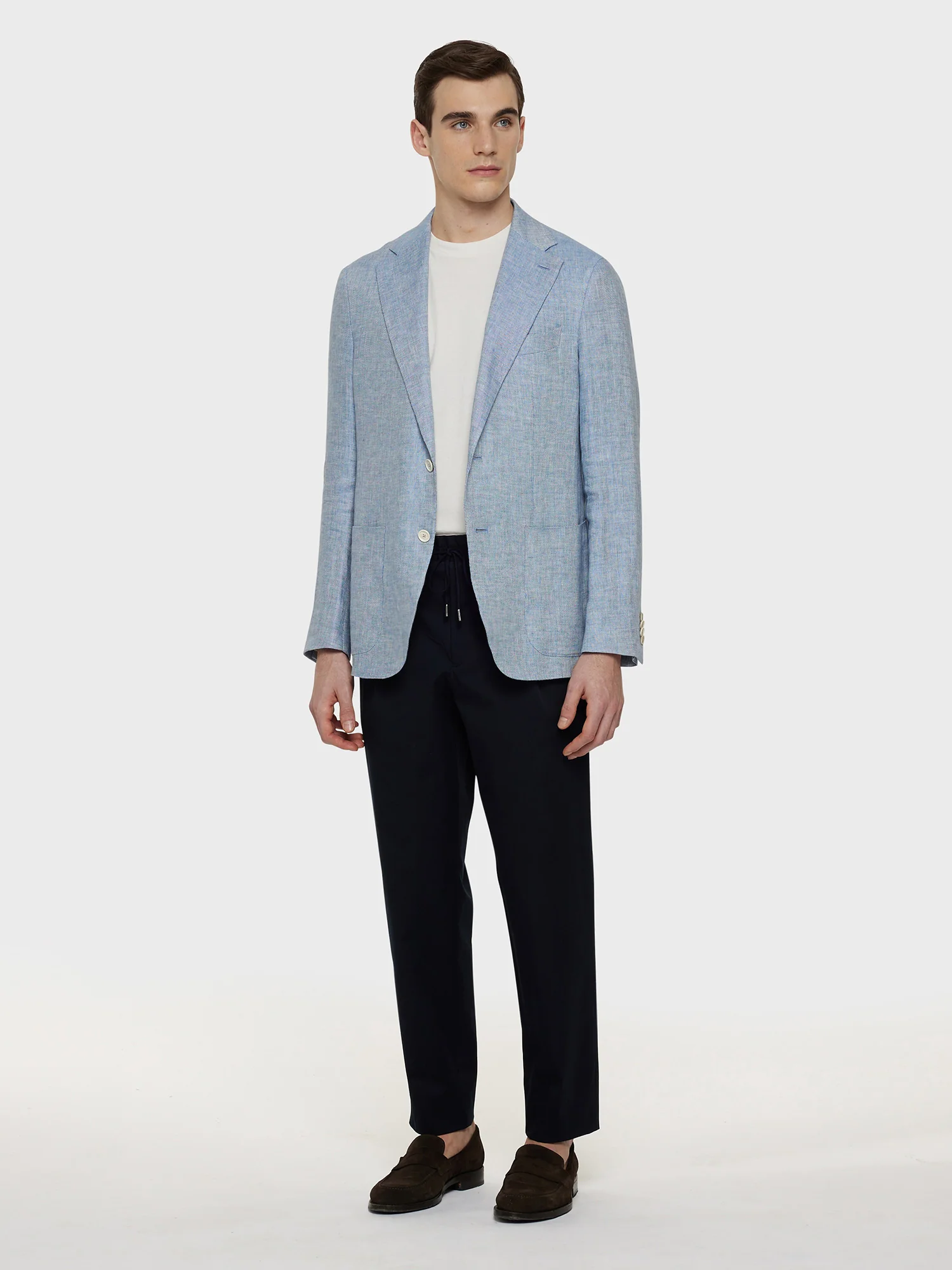 Pantalone jogger in cotone blu - Image 3