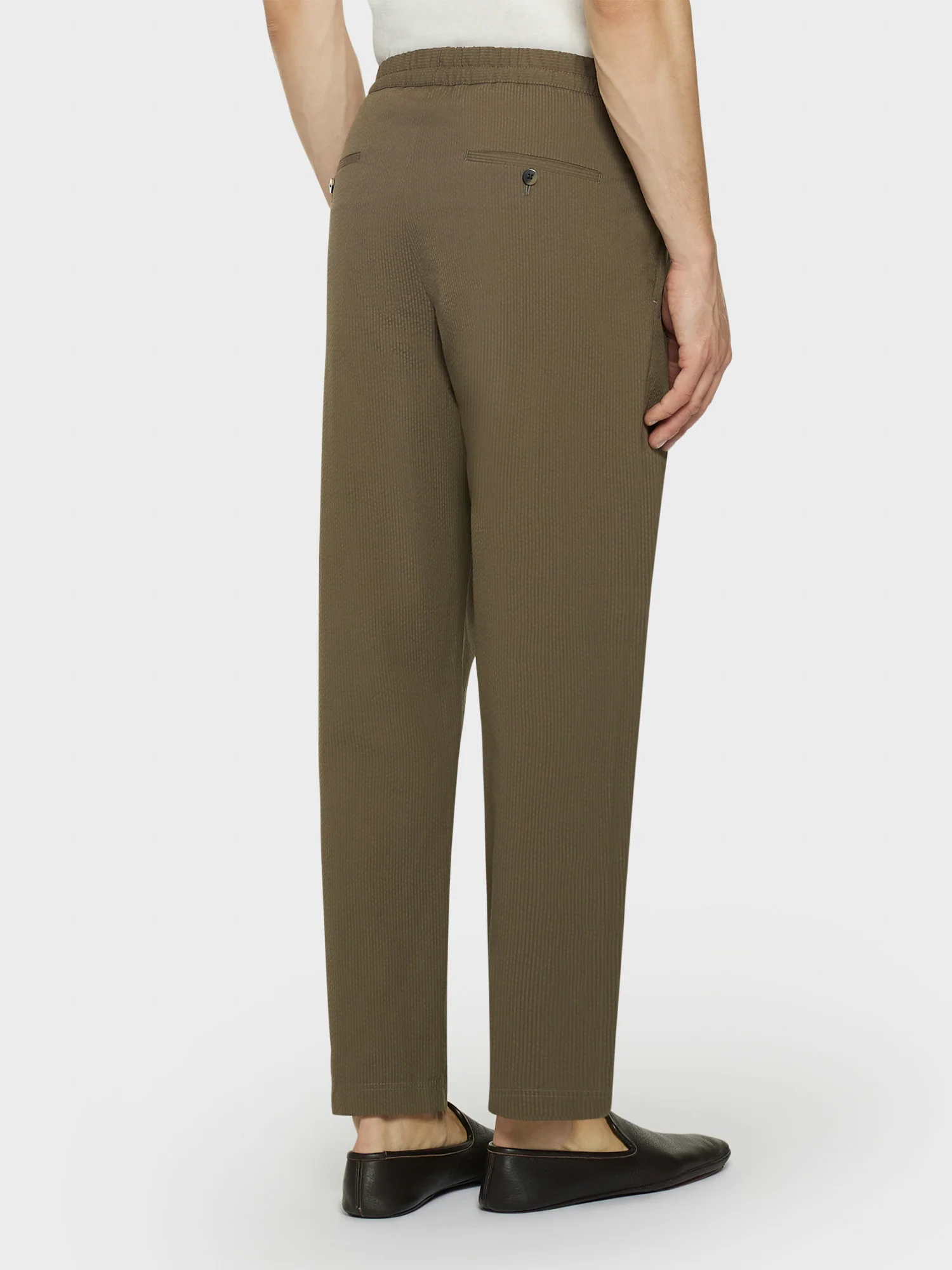 Pantalone jogger in seersucker di cotone verde - Image 4