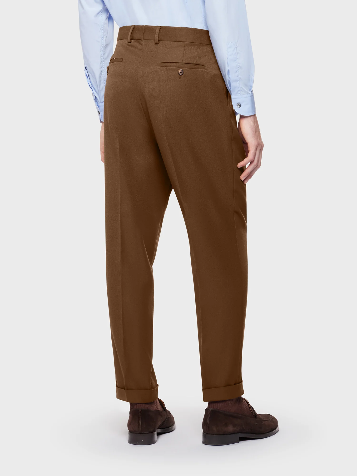 Pantalone lana e tessuto tecnico marrone - Image 4