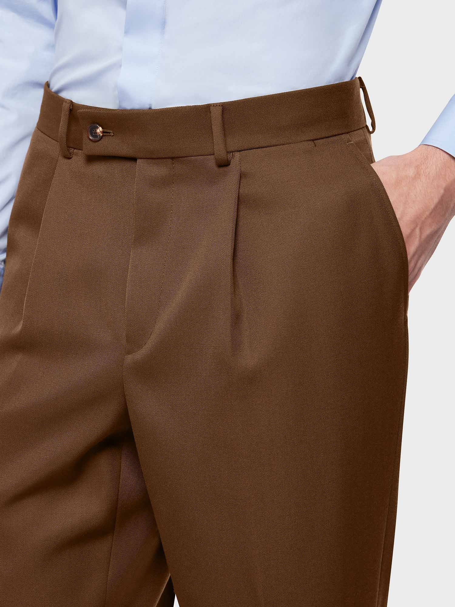 Pantalone lana e tessuto tecnico marrone - Image 5