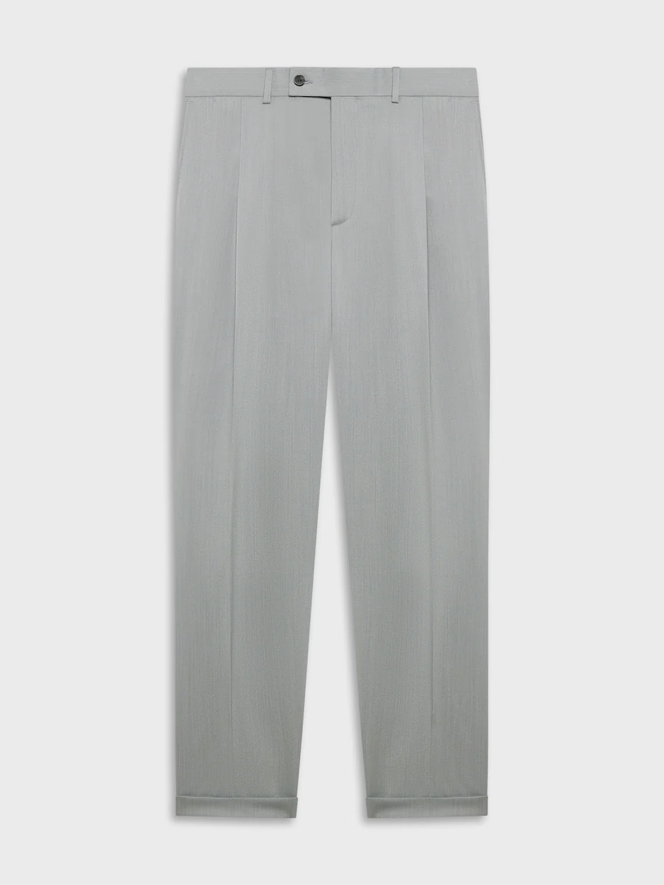 Pantalone slim fit in flanella di lana grigio - Image 2