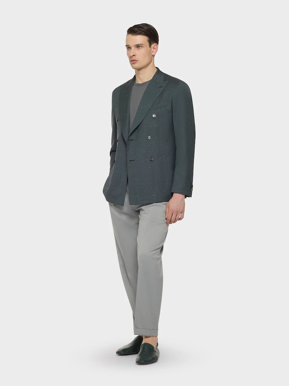 Pantalone slim fit in flanella di lana grigio - Image 3