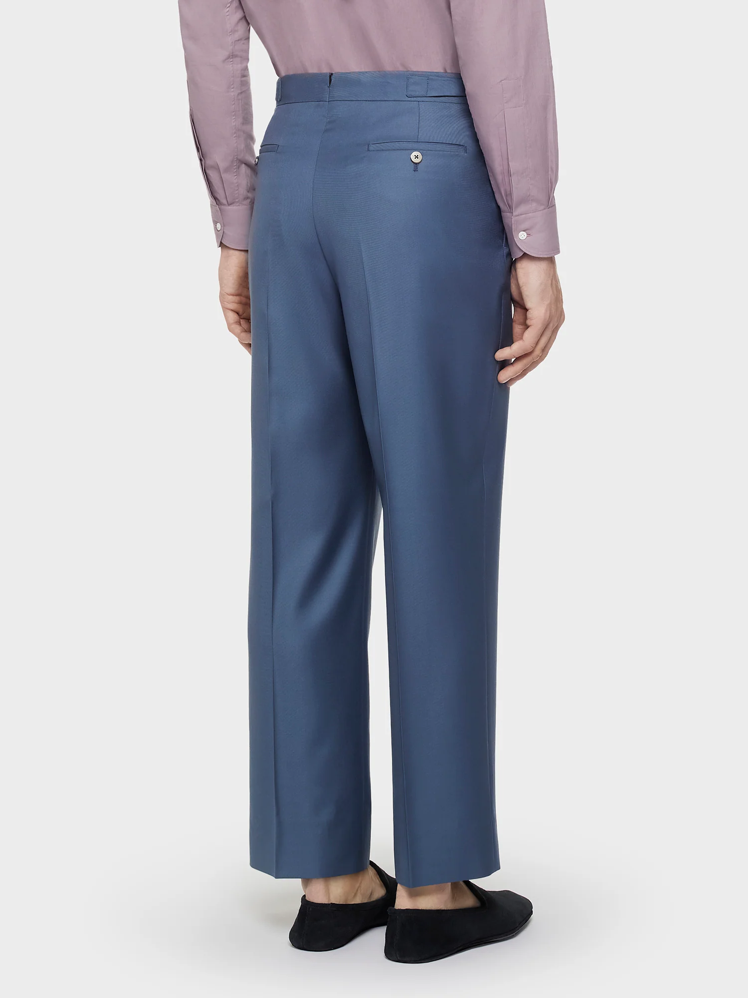 Pantalone a vita alta in lana blu - Image 5